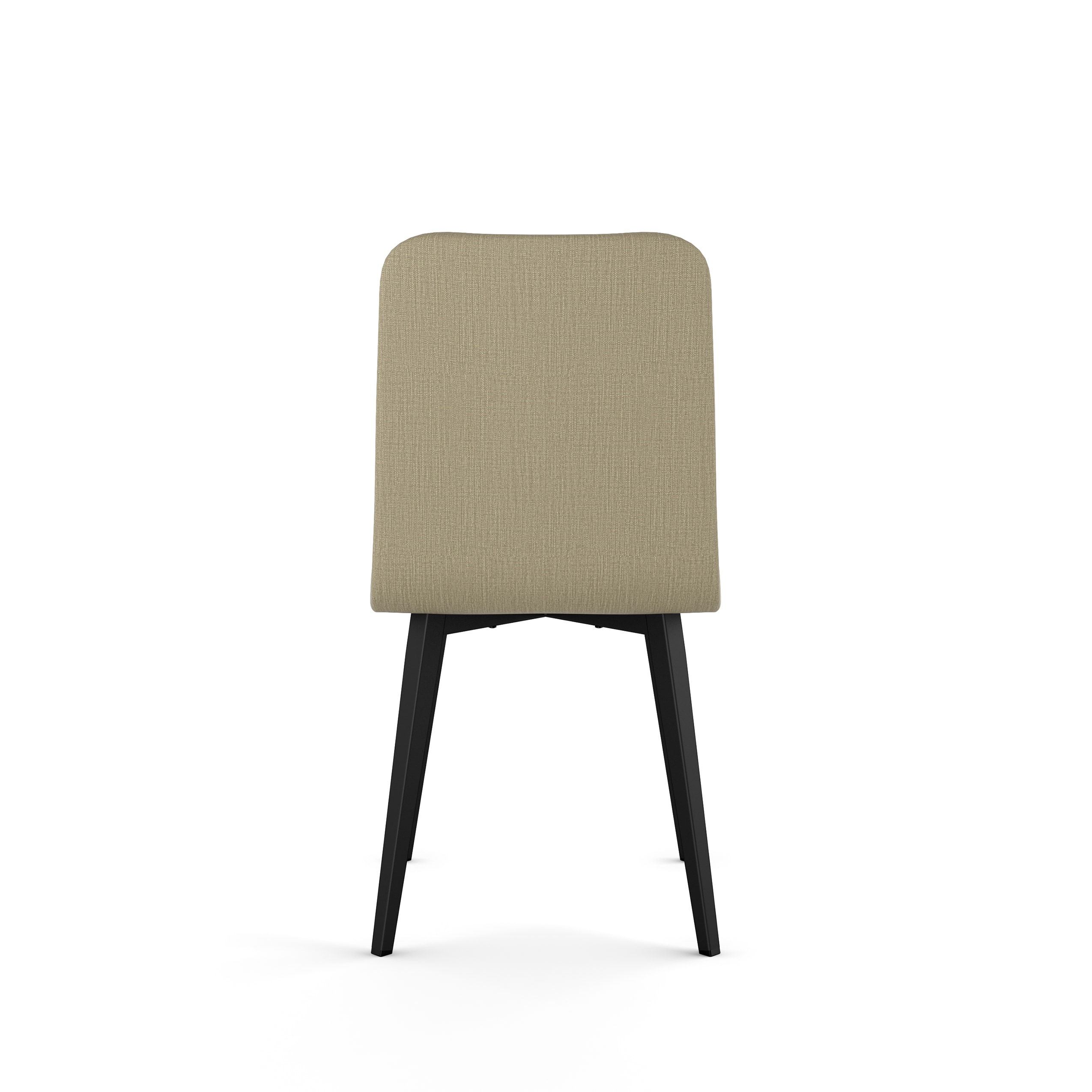 Beige Upholstered Faux Leather Side Chair with Black Metal Legs