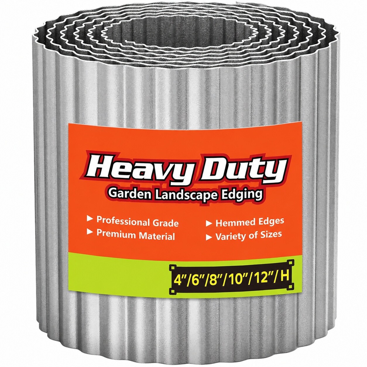 Phewnyzo  Corrugated Metal Garden Edging 6 Inch x 10Ft Roll Silver Durable Landscape Border for Lawn Flower Bed Fence and Paver Edging