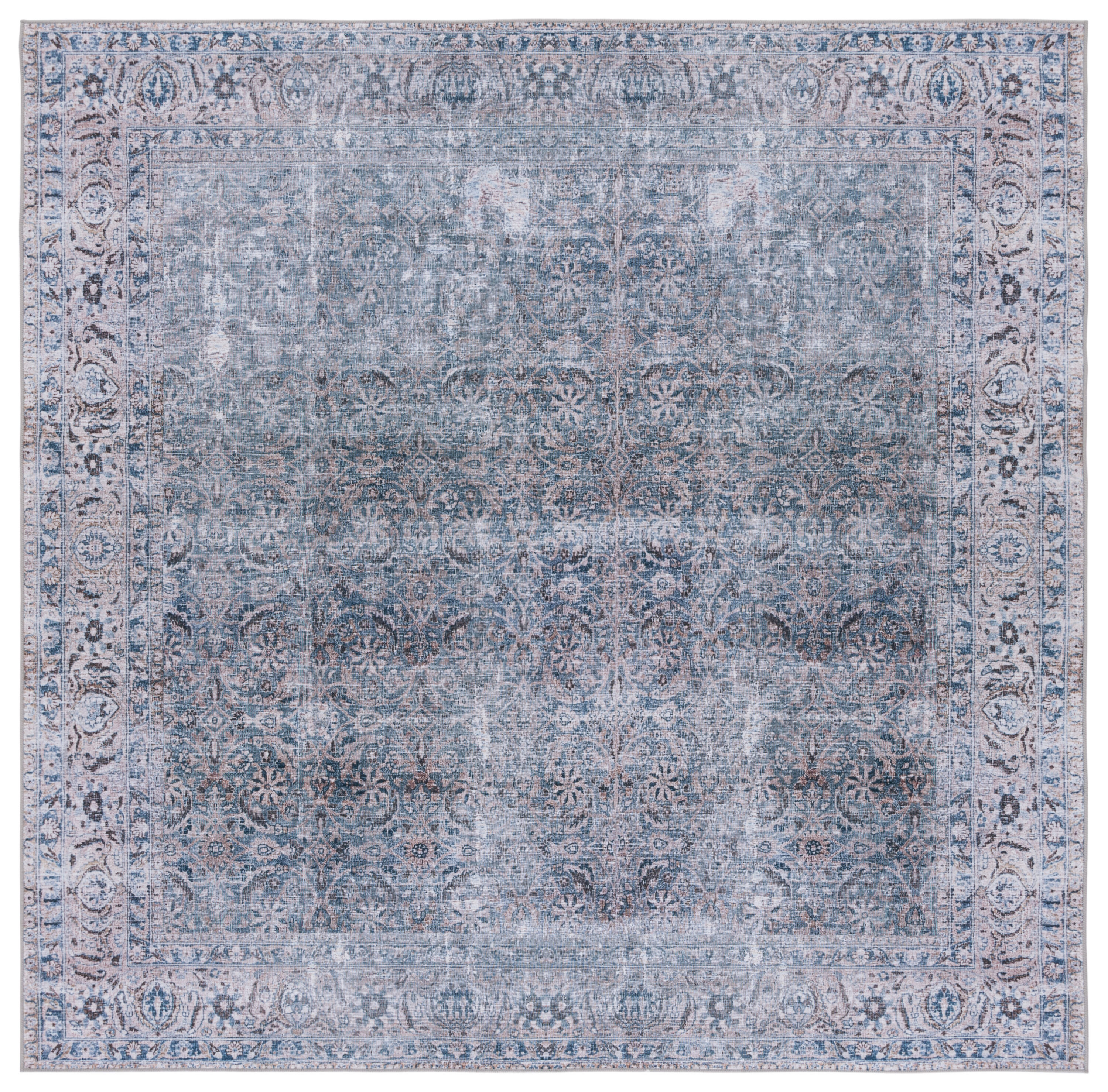 Tucson Blue Synthetic Washable Non-slip Area Rug