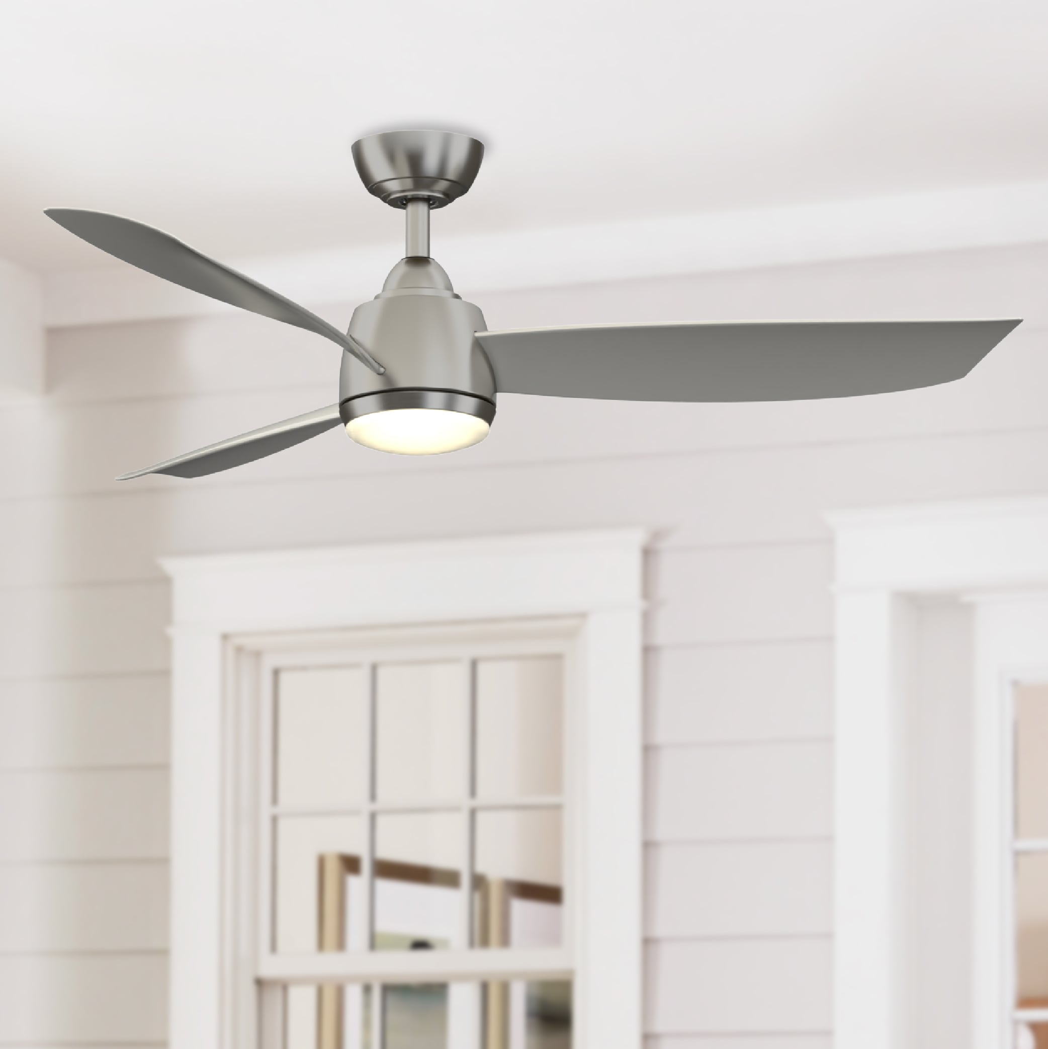 Fanimation Studio Collection Pyramid 52-in Matte Greige LED Indoor/Outdoor Ceiling Fan with Remote (3-Blade)