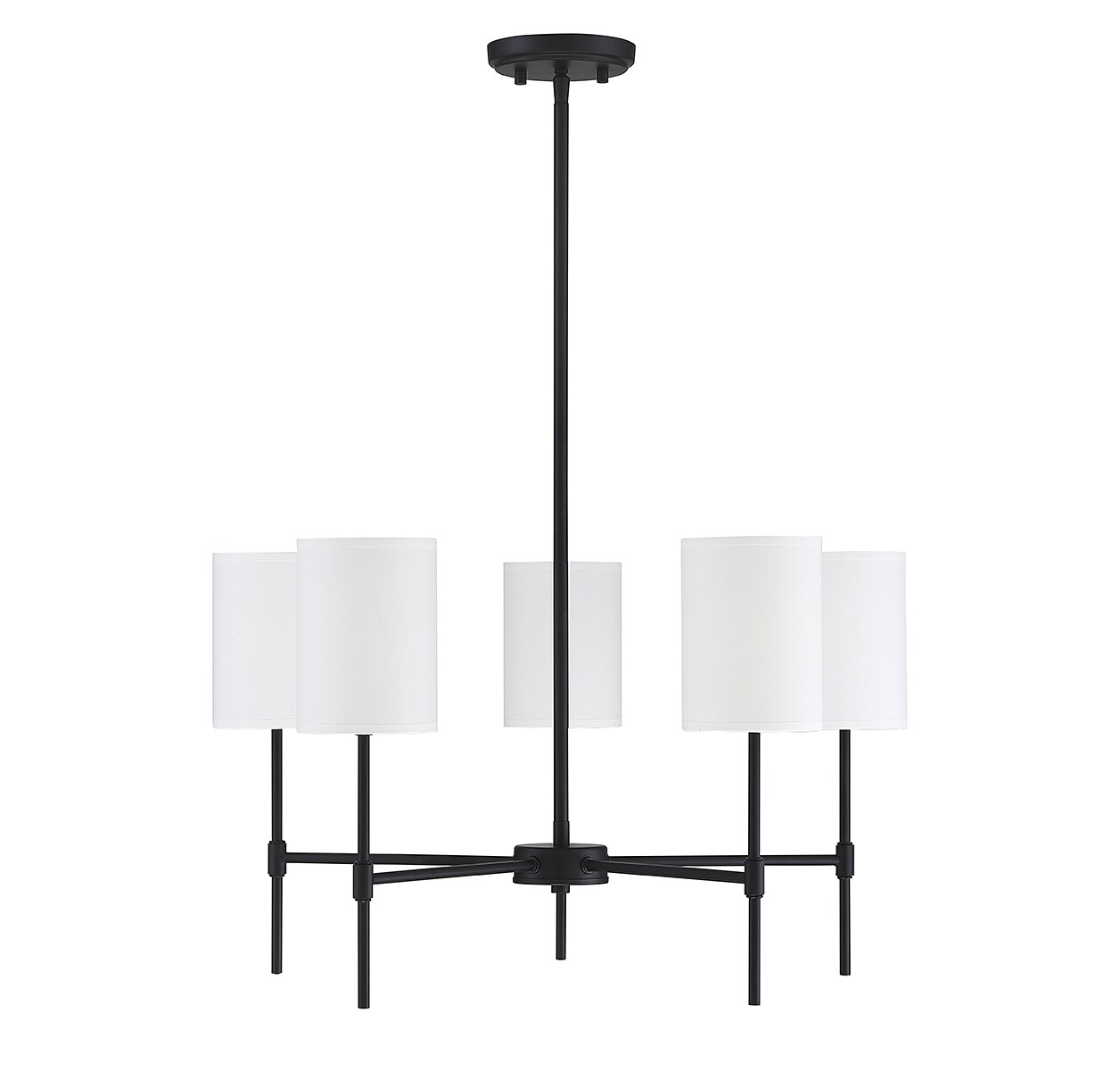 Matte Black and White Fabric 5-Light Chandelier
