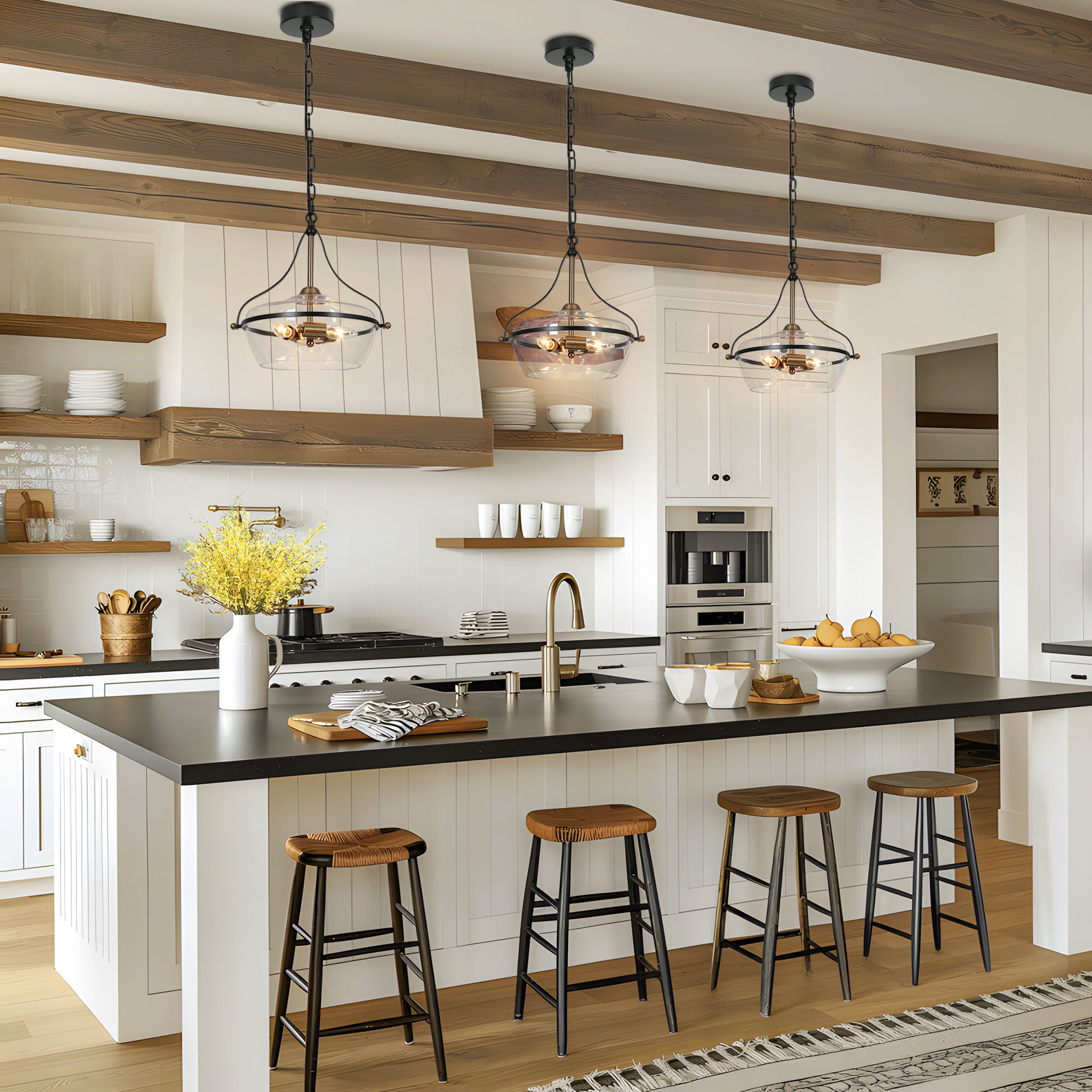 ZEVNI Madlen 3 -Light Matte Black Cage Clear glass Metal