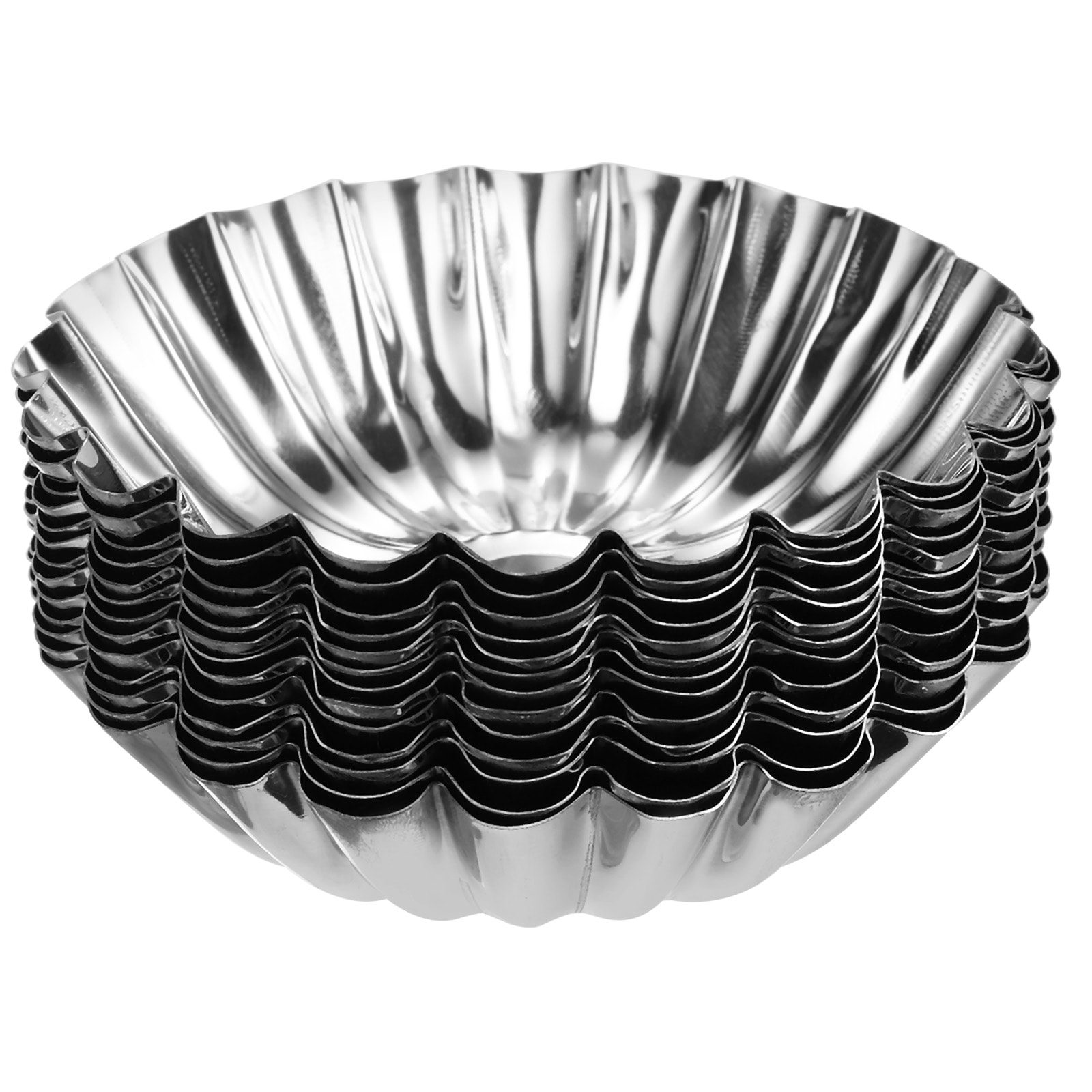 Unique Bargains 30pcs Cupcake pan Stainless Steel Mini Cupcake Cake Pans Baking Tool for Cupcakes Mini Cake Desserts Pudding Polygon Flower Shape 3.1 x 0.8 Inch