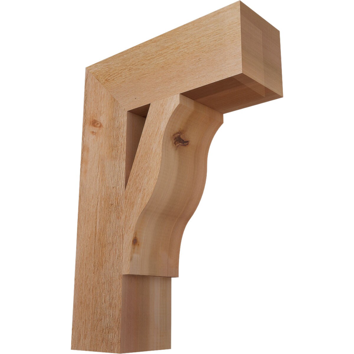 Ekena Millwork BKT06X18X26FST05RWR Funston Block Rough Sawn 6-in x 18-in x 26-in Western red cedar Brown Wood Standard bracket