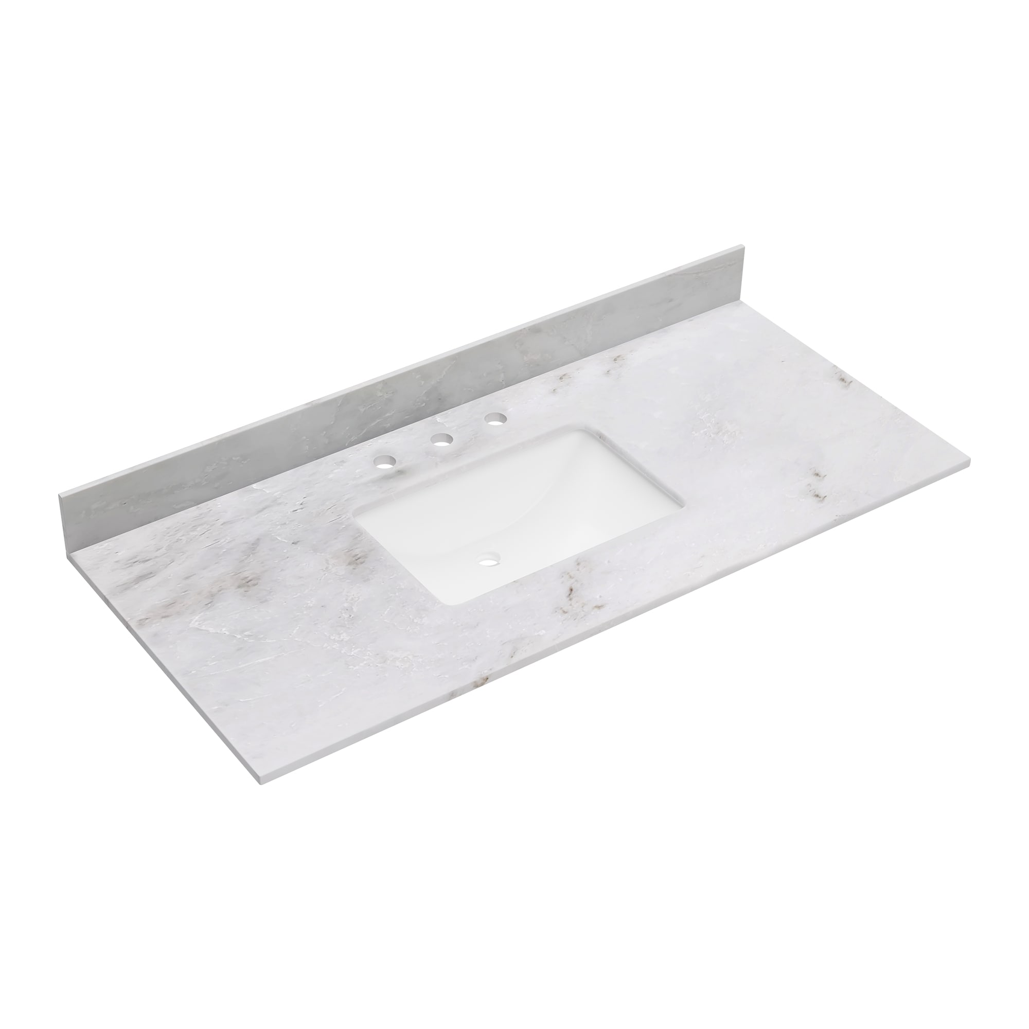 49'' White Marble Single Vanity Top with Ceramic Undermount Sink