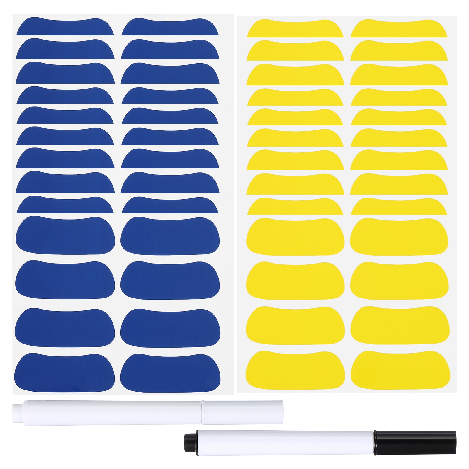 PATIKIL 80 Pairs Sports Eye Black Stickers Under Eye Black Strips Football Face Stickers Breathable Eyeblack Sticker with Pencil for Baseball Fans on Game Day Blue/Yellow