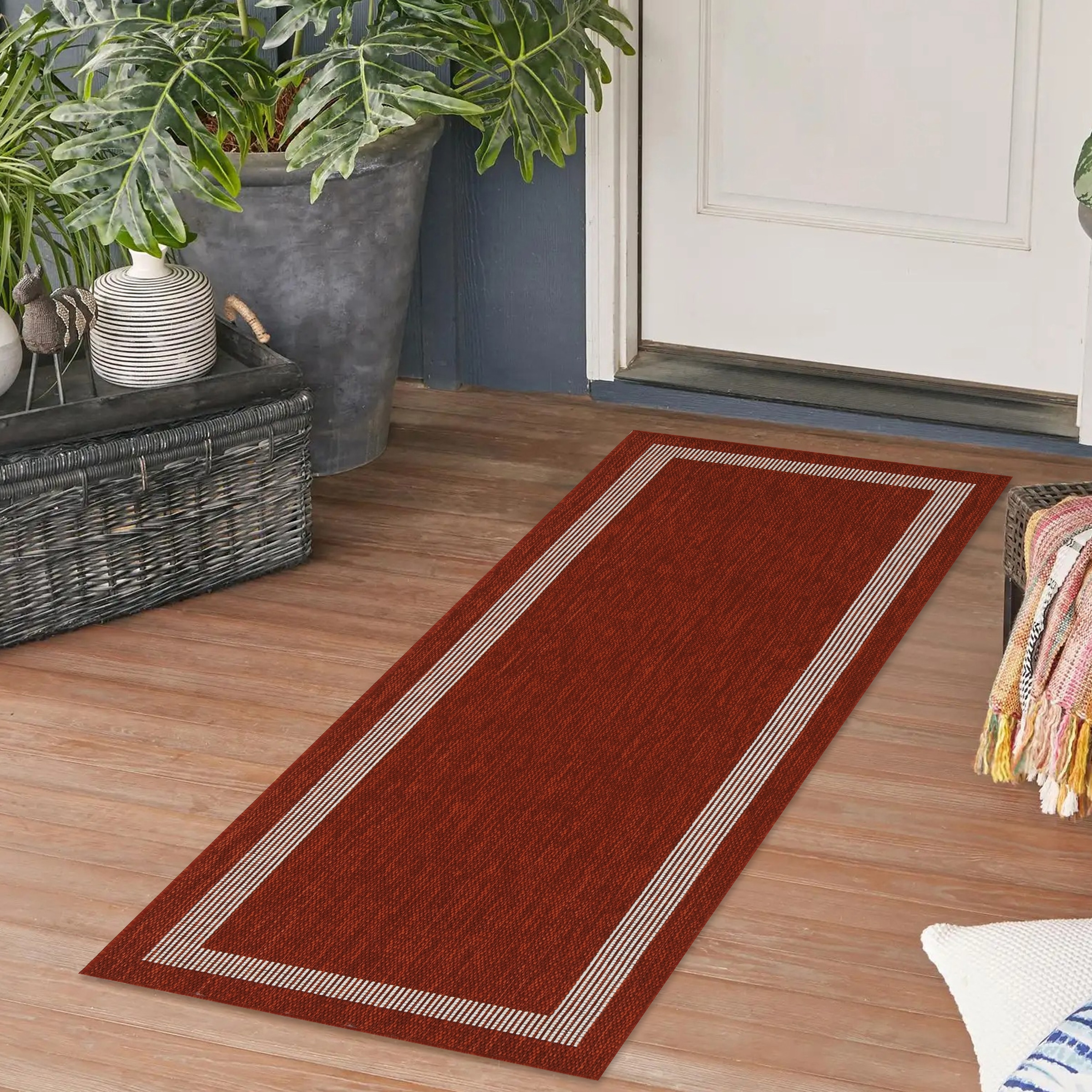 Playa Rug PLY-AZE-RED-2X8 2 x 8 (ft) Sisal Azelia-Red Ivory Rectangular Indoor/Outdoor Border Area rug