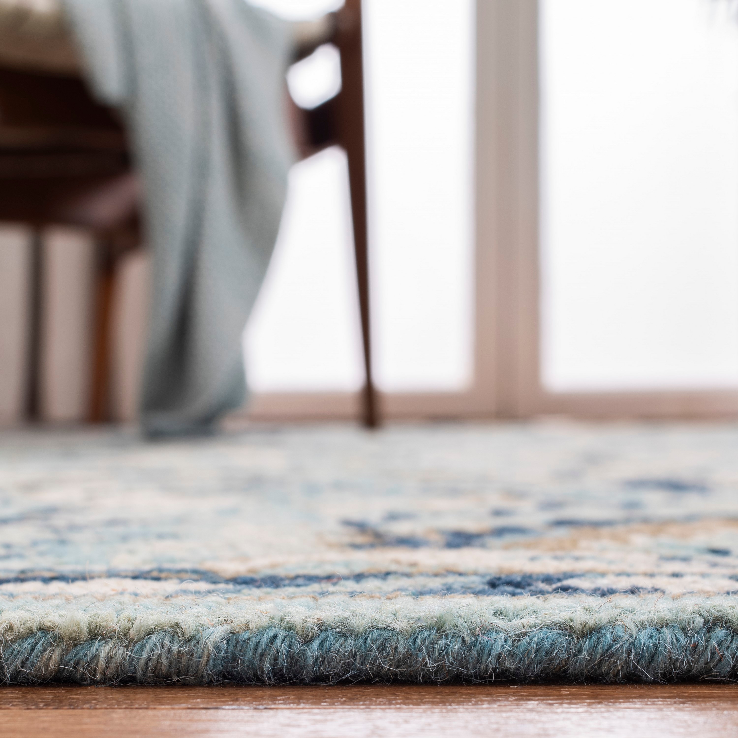 Blossom Blue Ivory Hand Tufted Wool Runner Rug