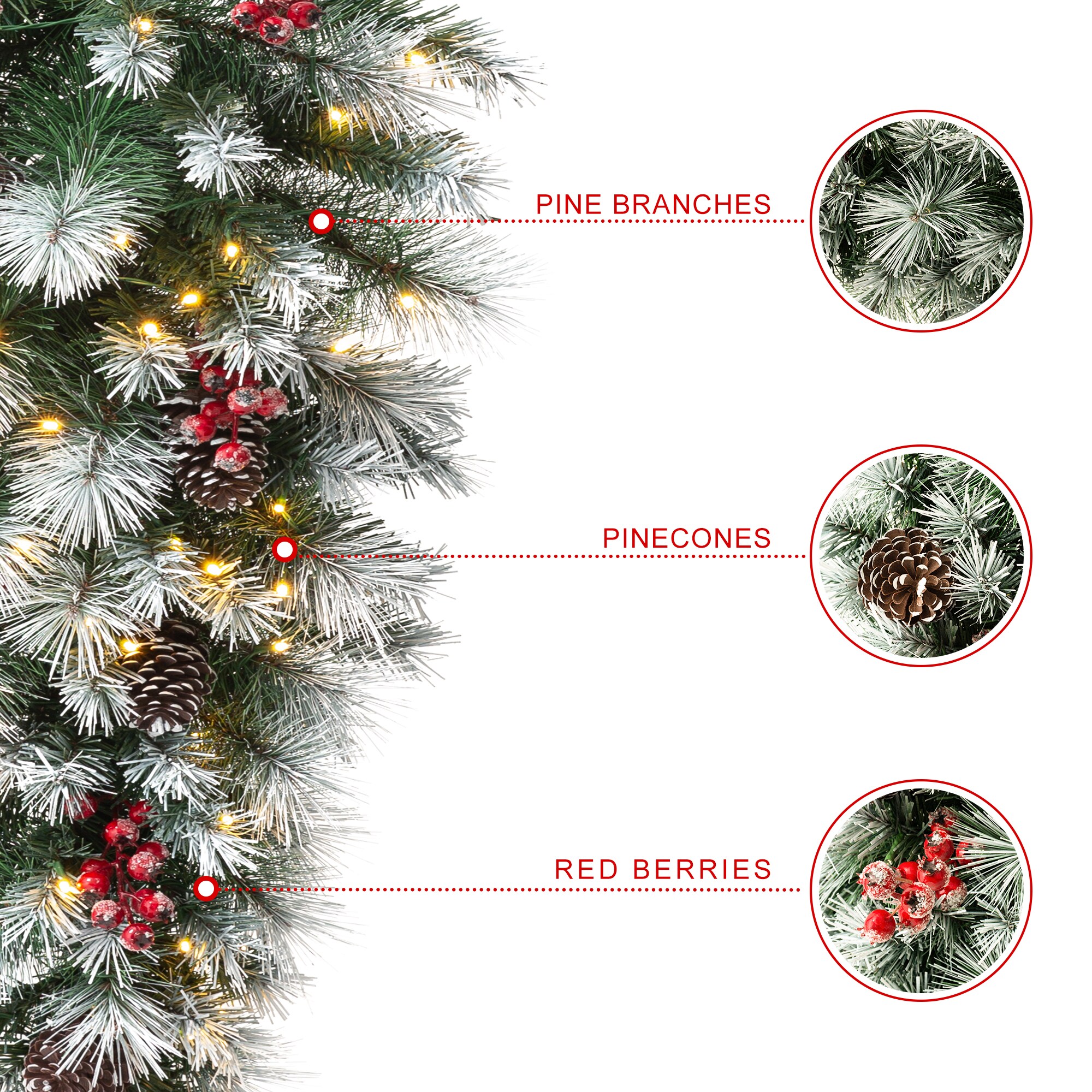 Glitzhome 2016000031 Artificial-Christmas-Garland - View #8