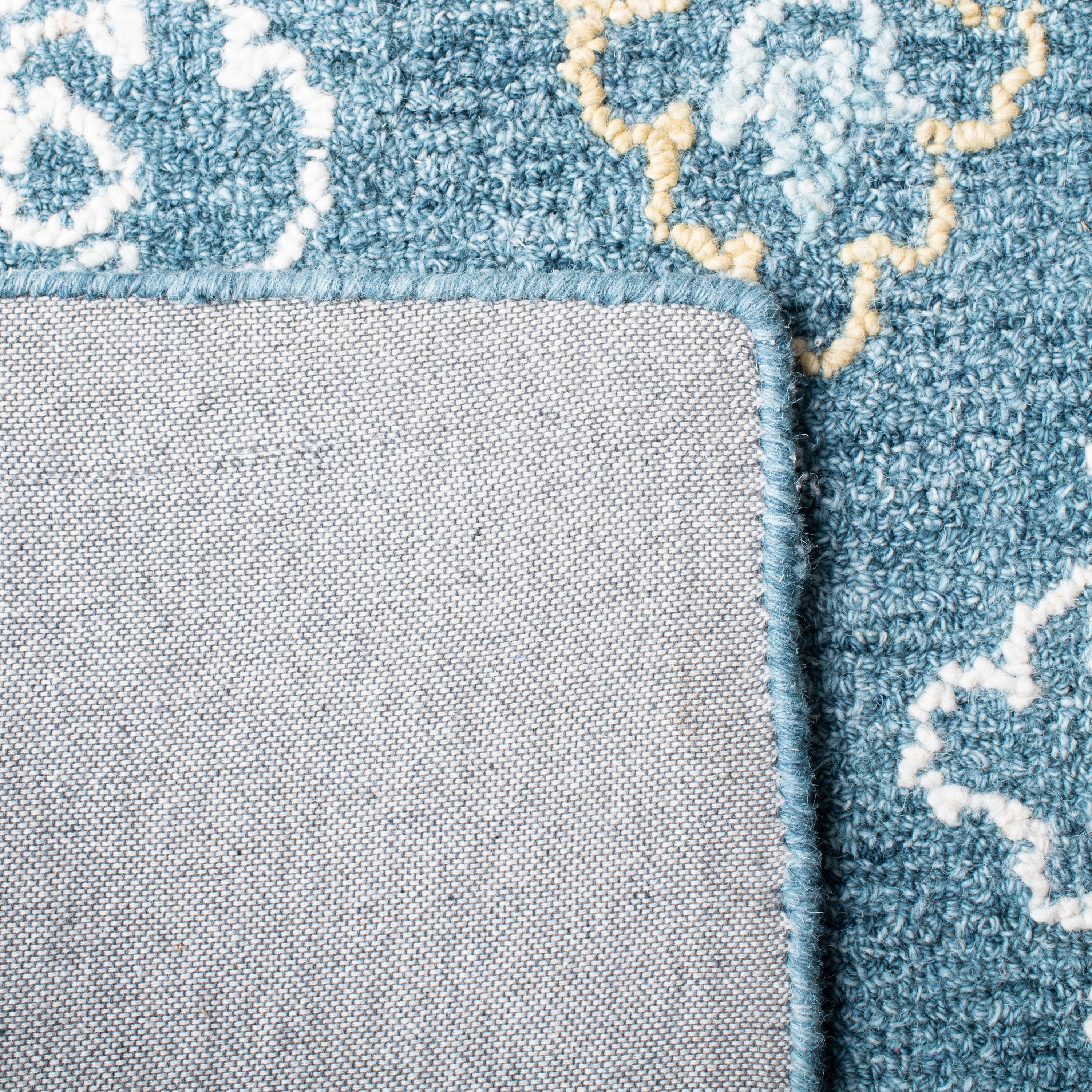 Handmade Tufted Blue Wool Round Area Rug, 8' Diameter