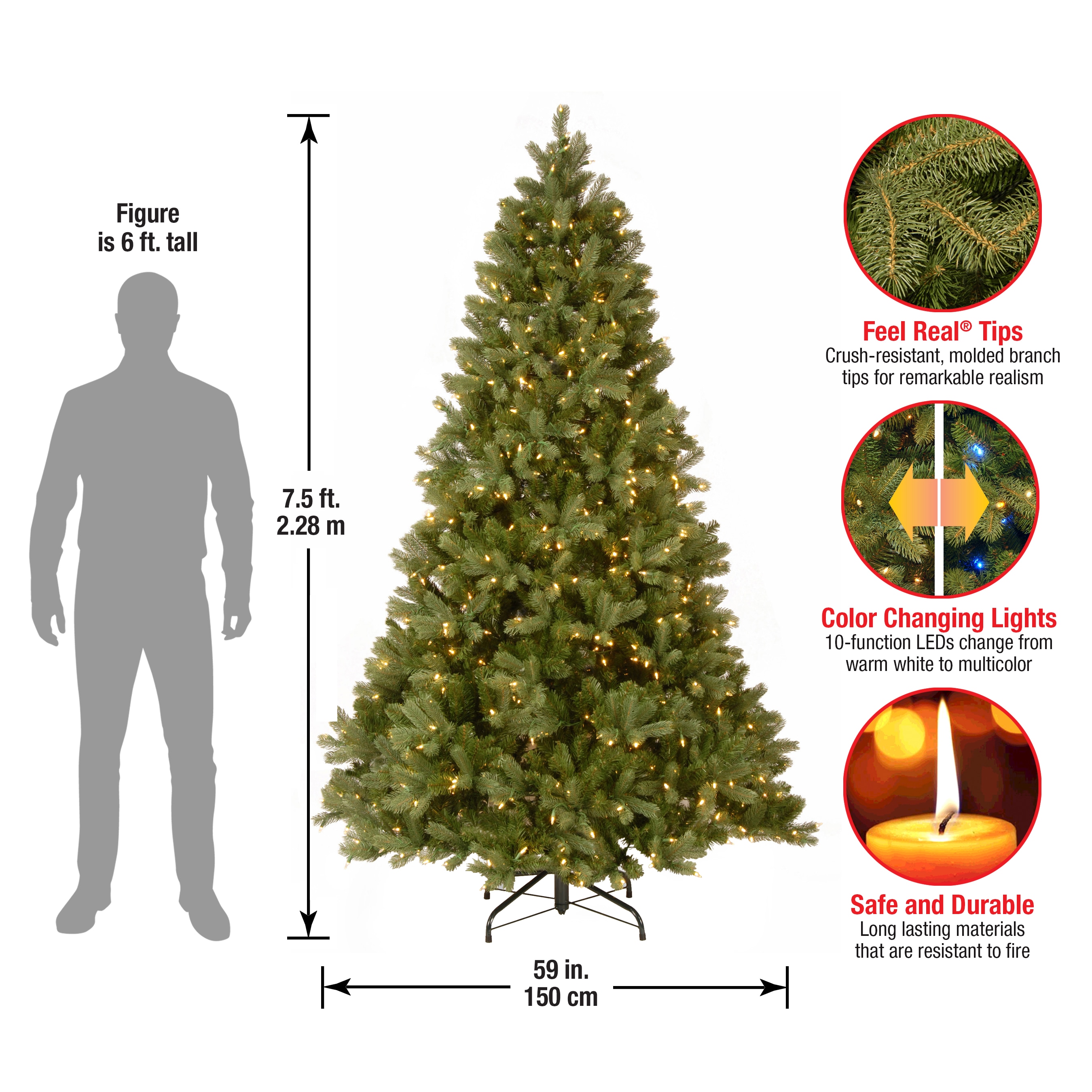 National Tree Company 7.5-ft Douglas Fir Pre-lit Artificial Christmas ...