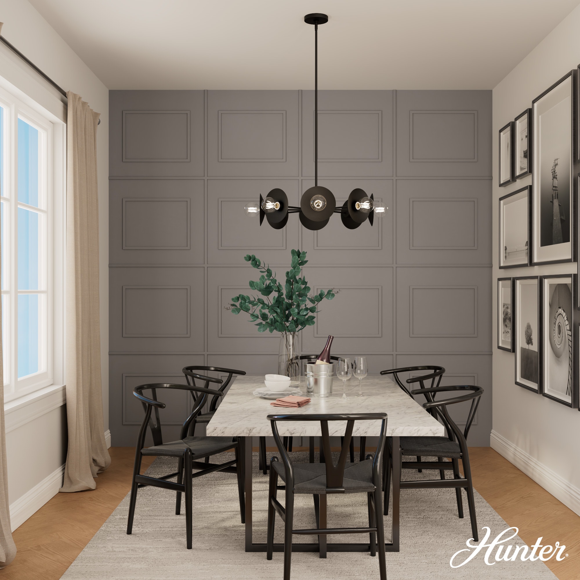 Fernando Matte Black 8-Light Sputnik Chandelier