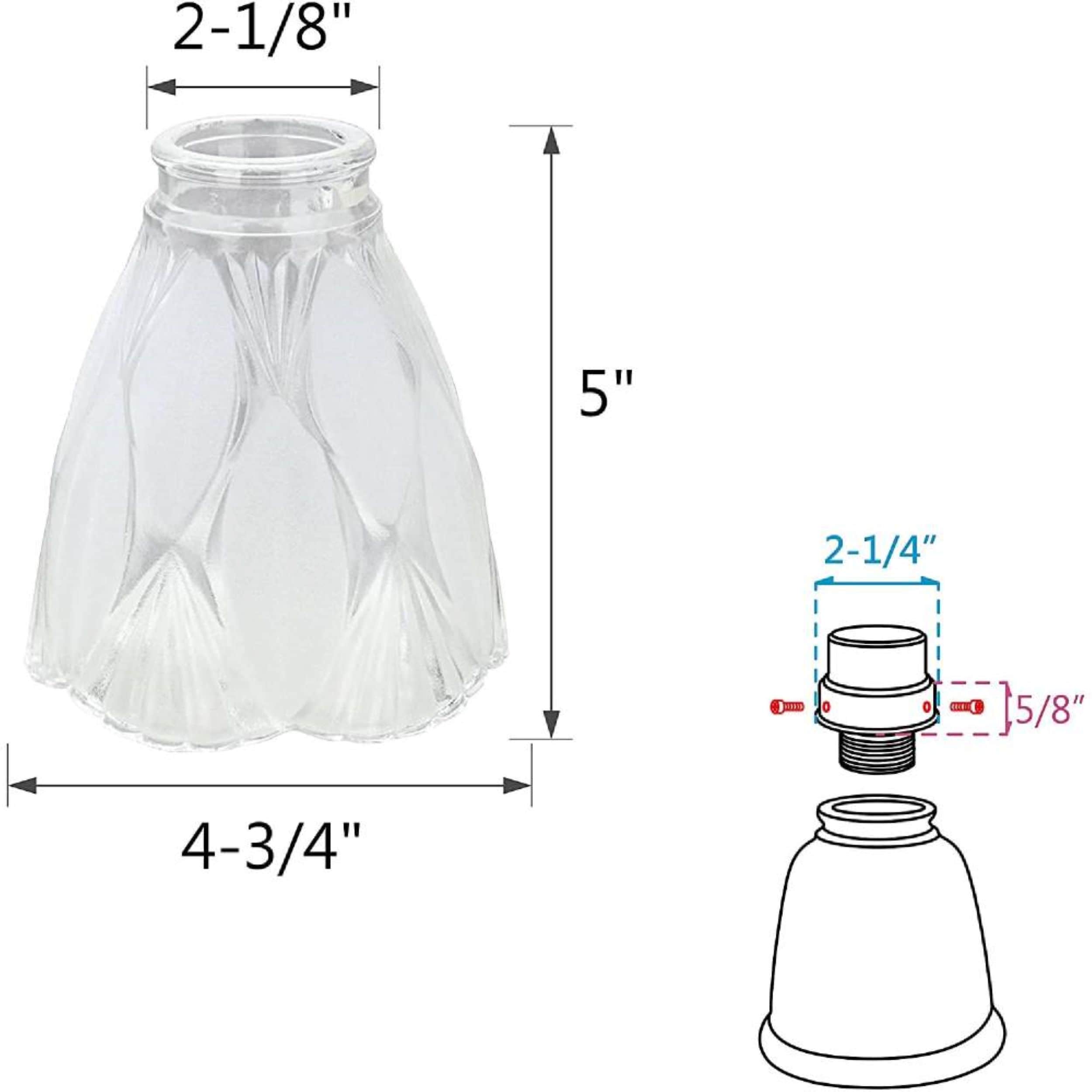 Clear Frosted Glass Bell Ceiling Fan Replacement Shades, Set of 4