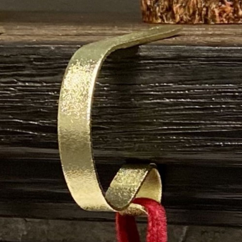Glimmer Gold Adjustable Metal MantleClip Stocking Holders, 4-Pack