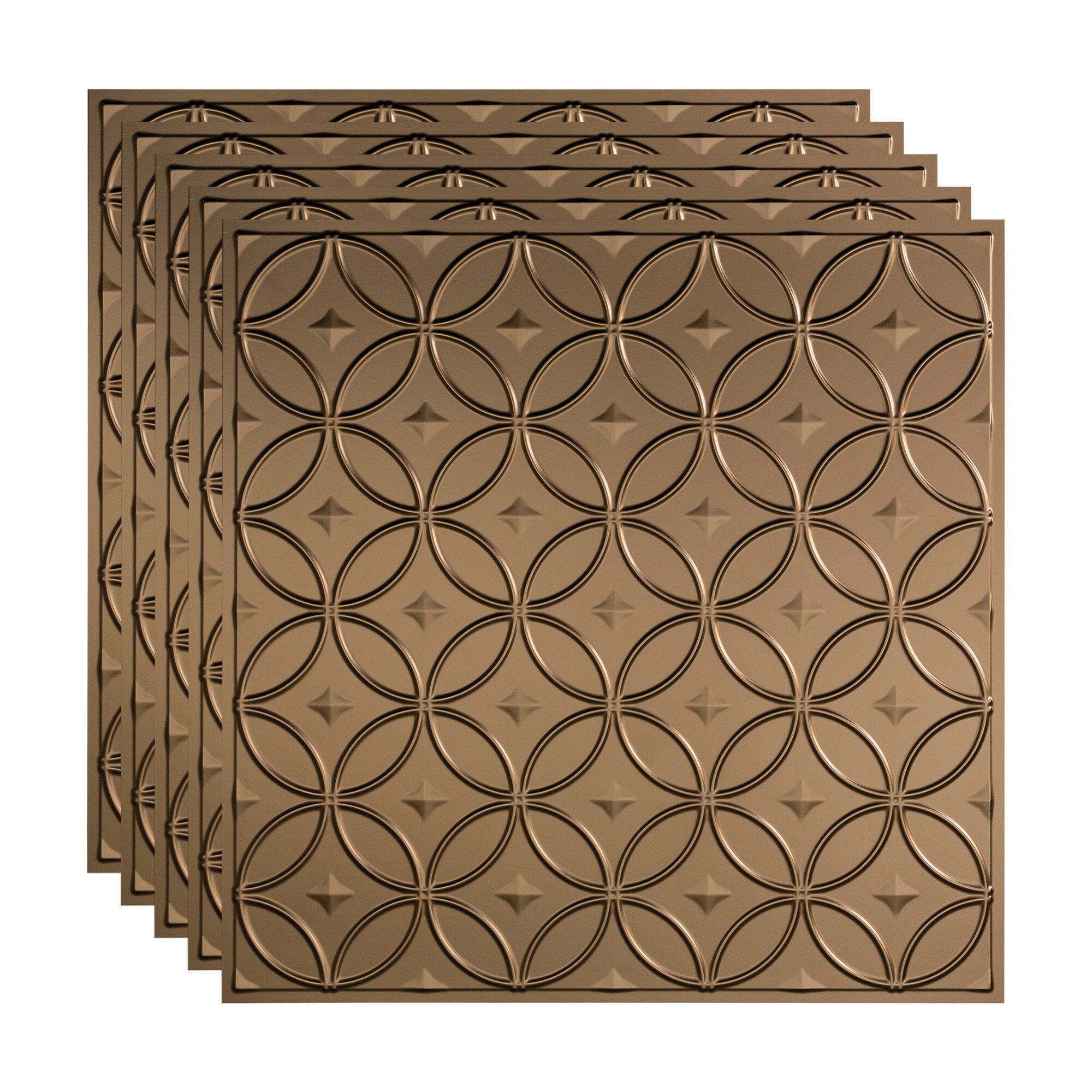 Fasade PL8228 2-ft x 2-ft Rings Argent Bronze PVC Drop Ceiling Tile ( 5 -Pack, 20-Sq. Feet / Case )