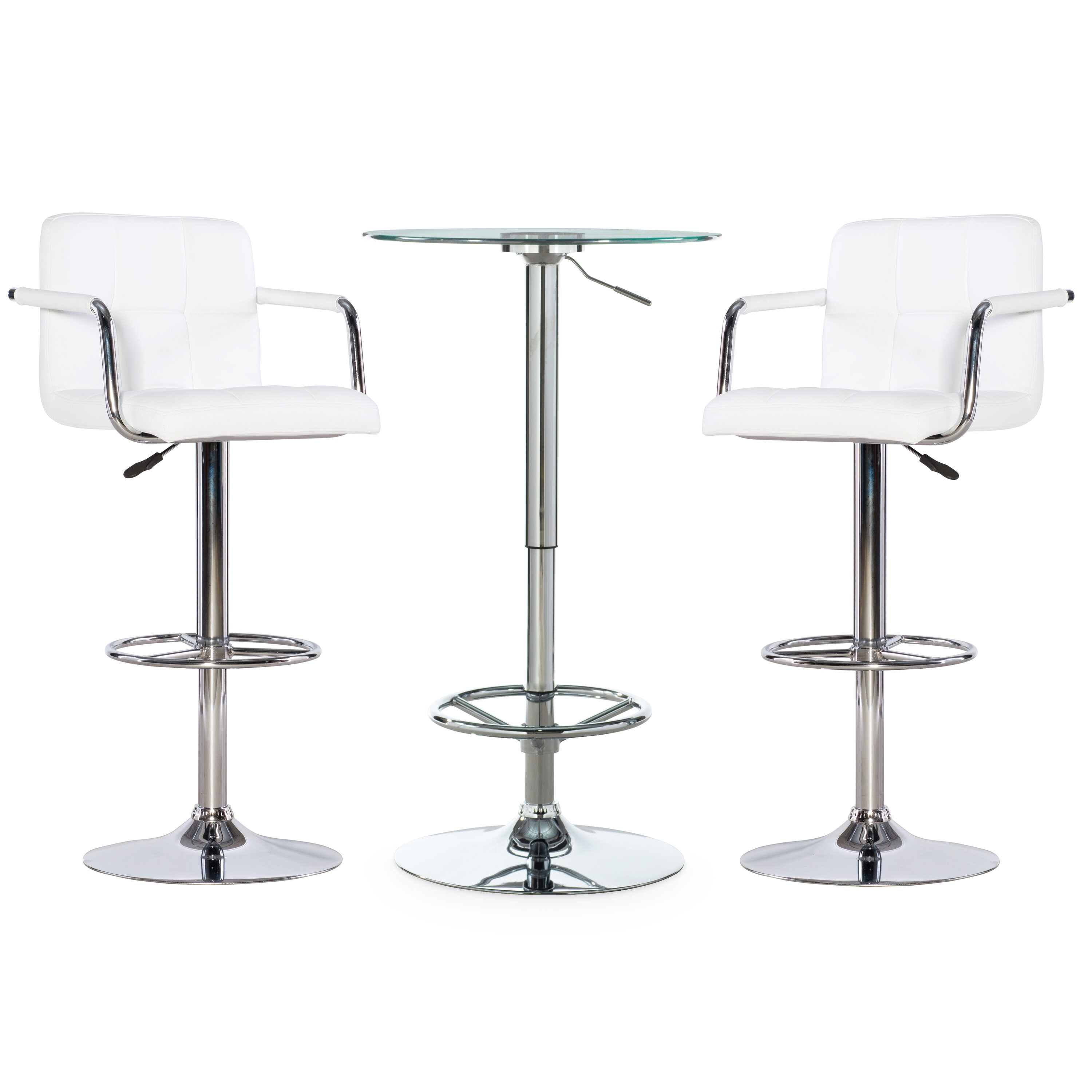 Linon PWLSS489 White Contemporary/Modern Dining Room Set with Round Table ( Seats 2 )