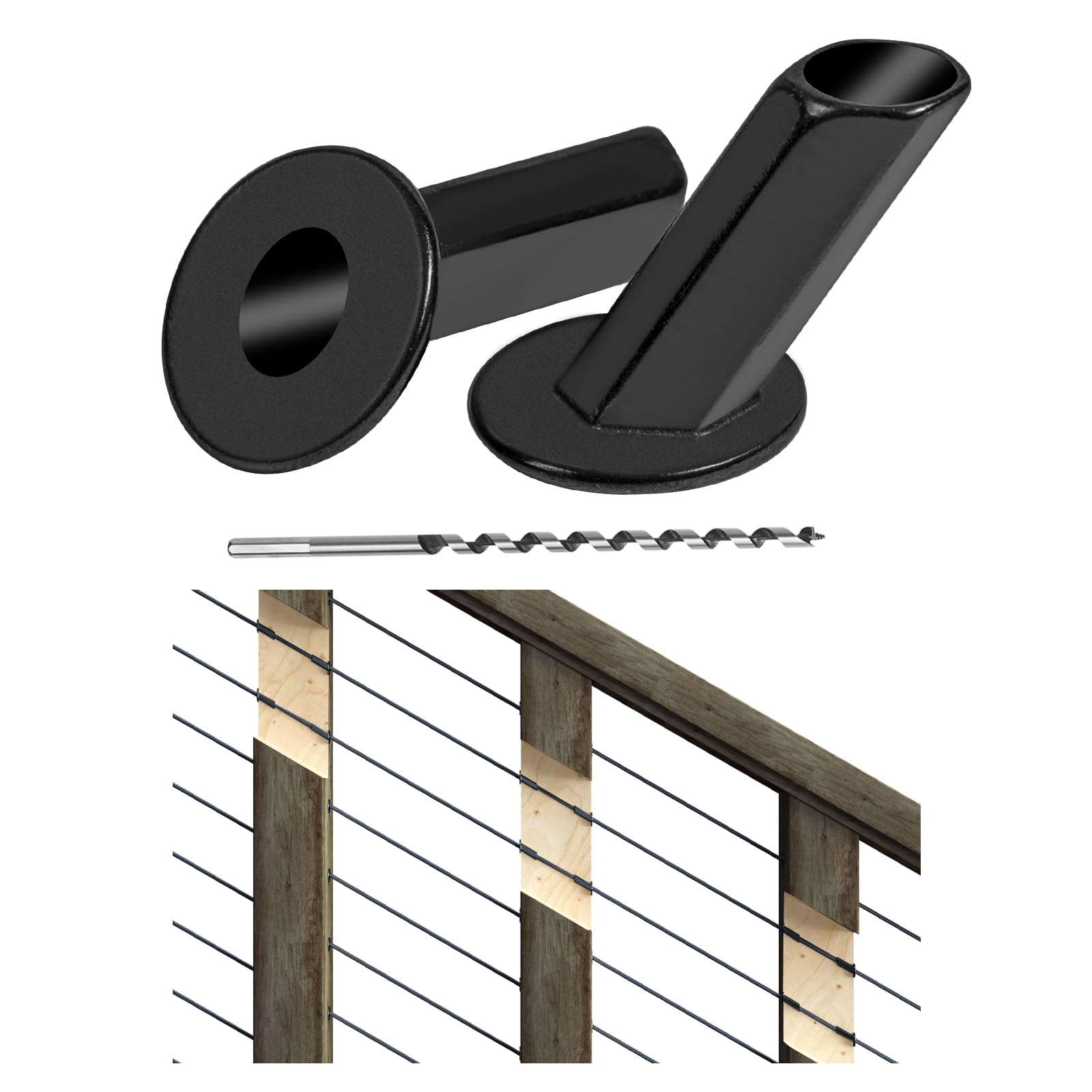 ITOPFOX  Upgraded 40 Pack 25 30 35 Degree 1/8 5/32 3/16 Black Cable Railing Angle Protector Sleeves Stainless Steel Hardware Kit for Wood Posts