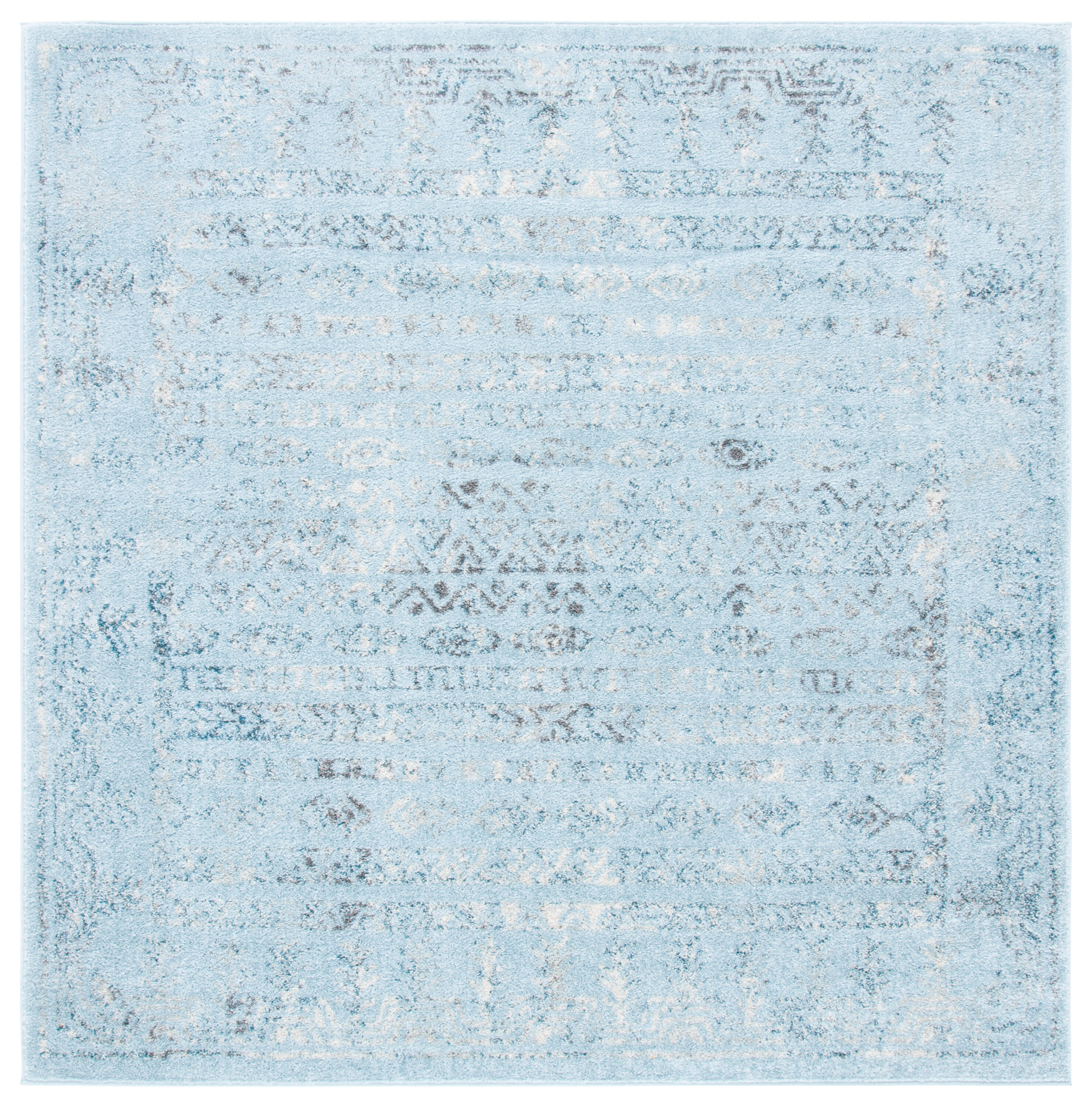 Safavieh Tulum 271J Aqua Blue/Dark Grey 7 X 7 Area Rug in the Rugs ...