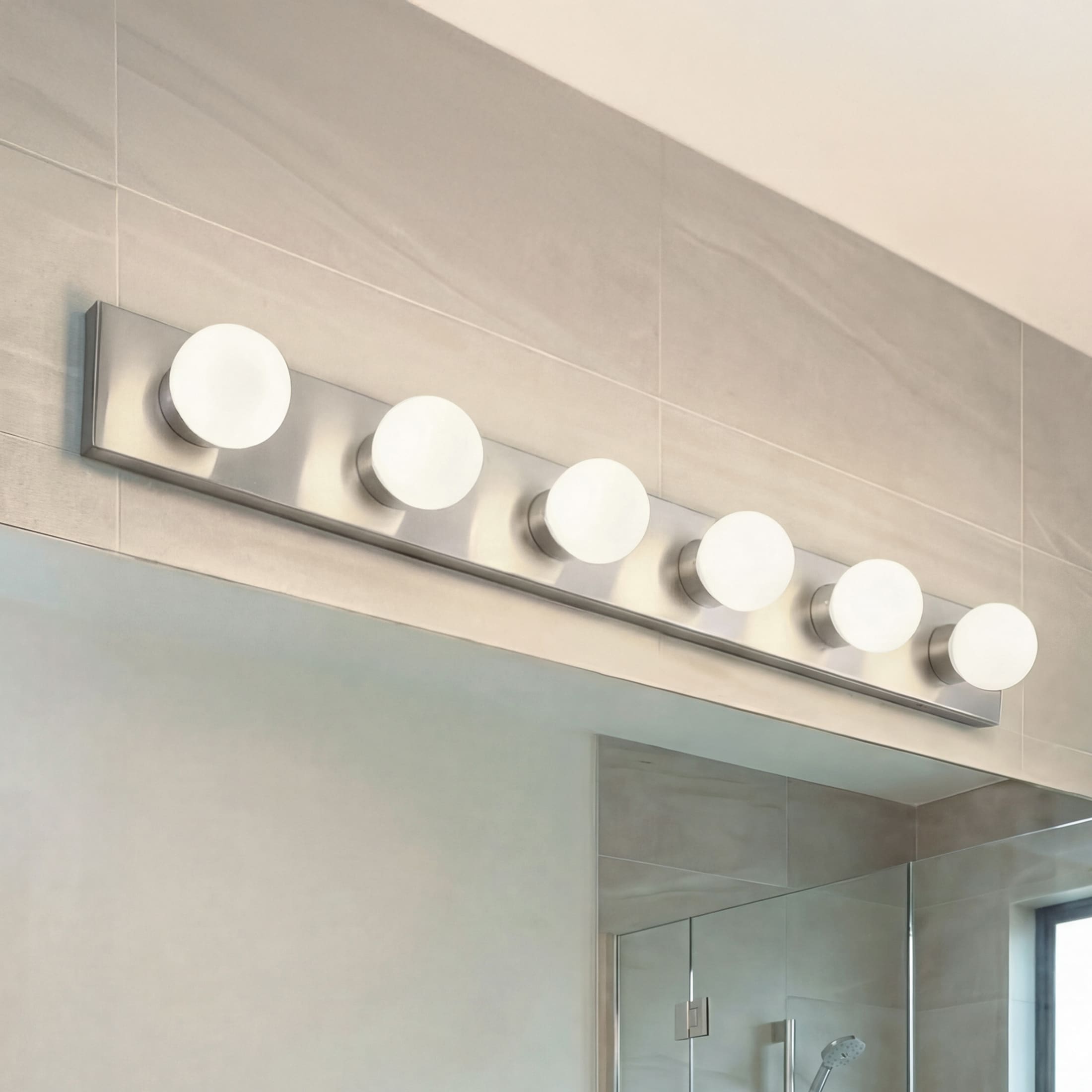 Kichler New Street 36-in 6 Light Brushed Nickel Modern/contemporary Bathroom Vanity light bar
