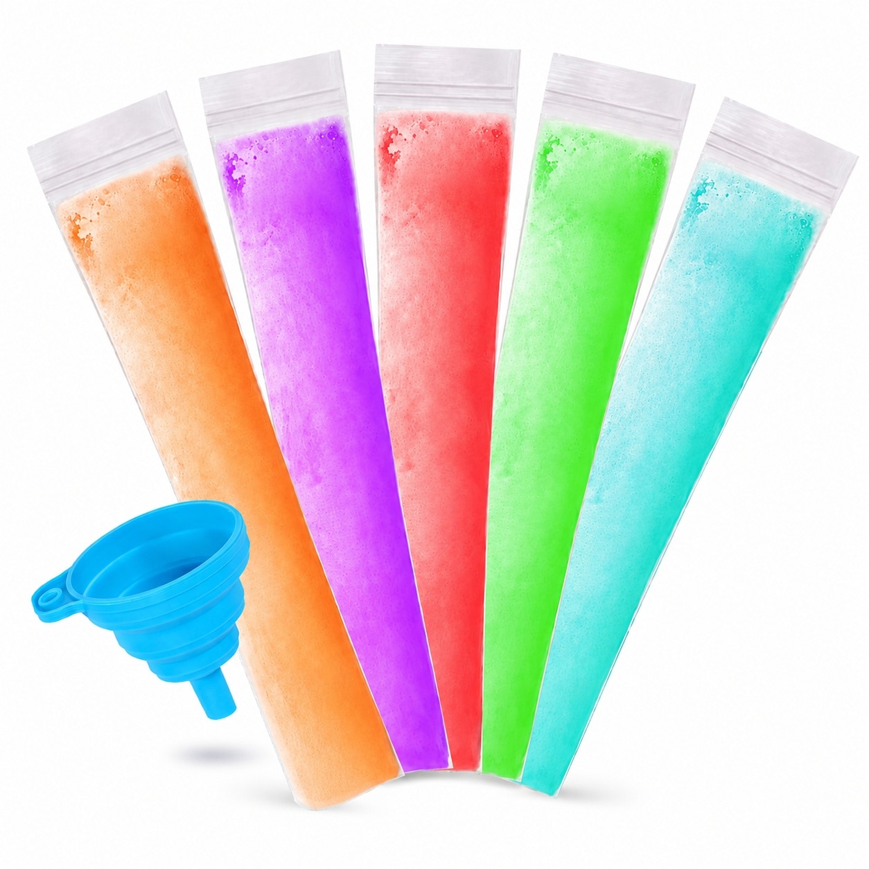 Etokfoks  Disposable Ice Popsicle Mold Bags with BPA Free Freezer Tubes Mess Free Filling Funnel 300 Pack