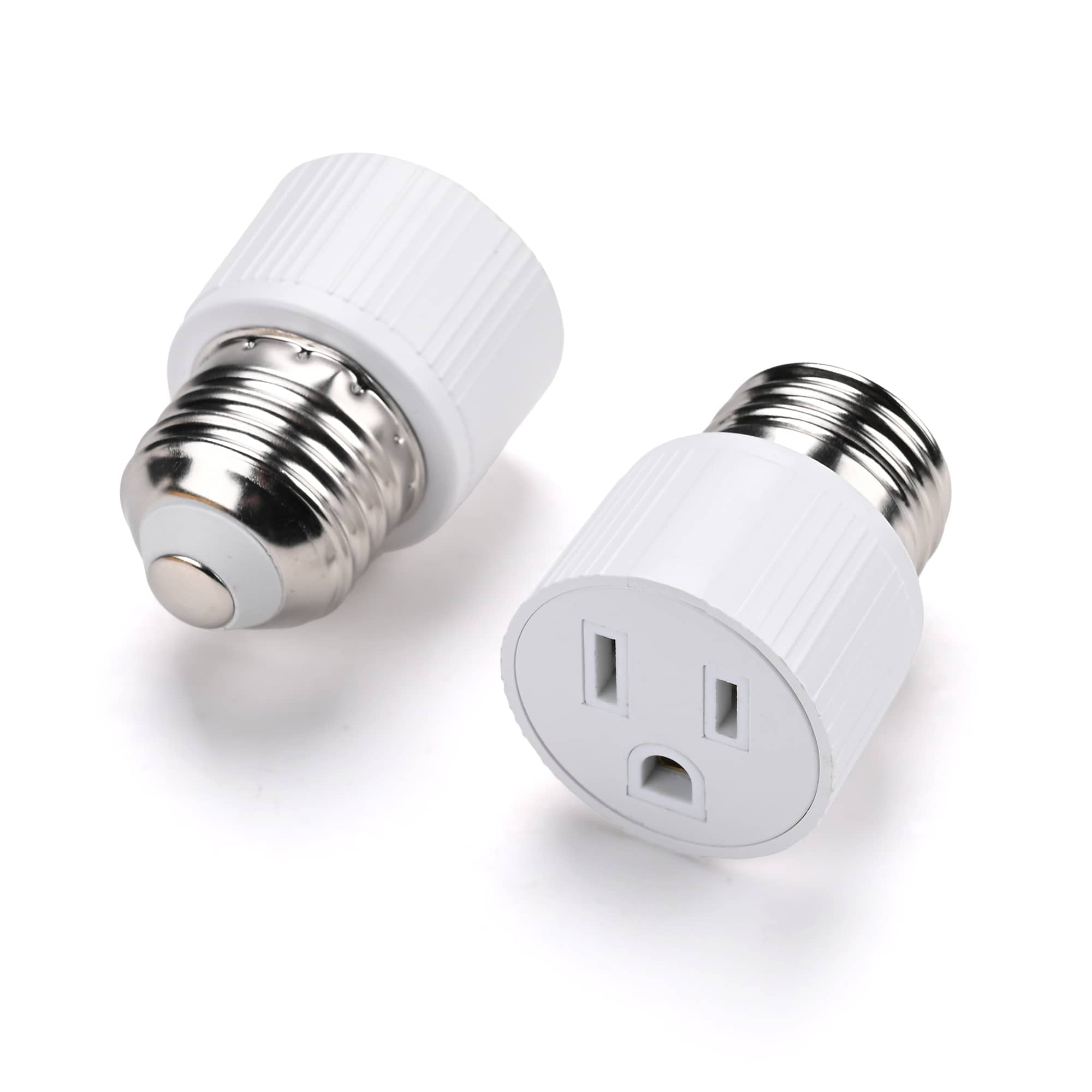 Yescom  2 Pack Light Socket to Plug Adapter E26/E27 Bulb Socket to 3 Prong Outlet Porch