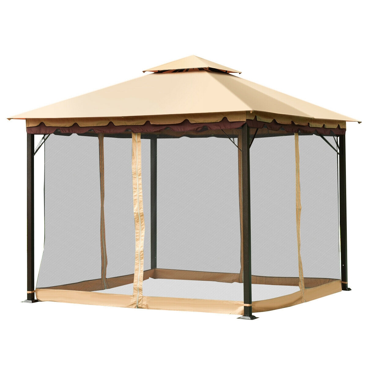 Forclover ASE-MF026 10-ft x 10-ft Rectangle Tan Pop-up Canopy