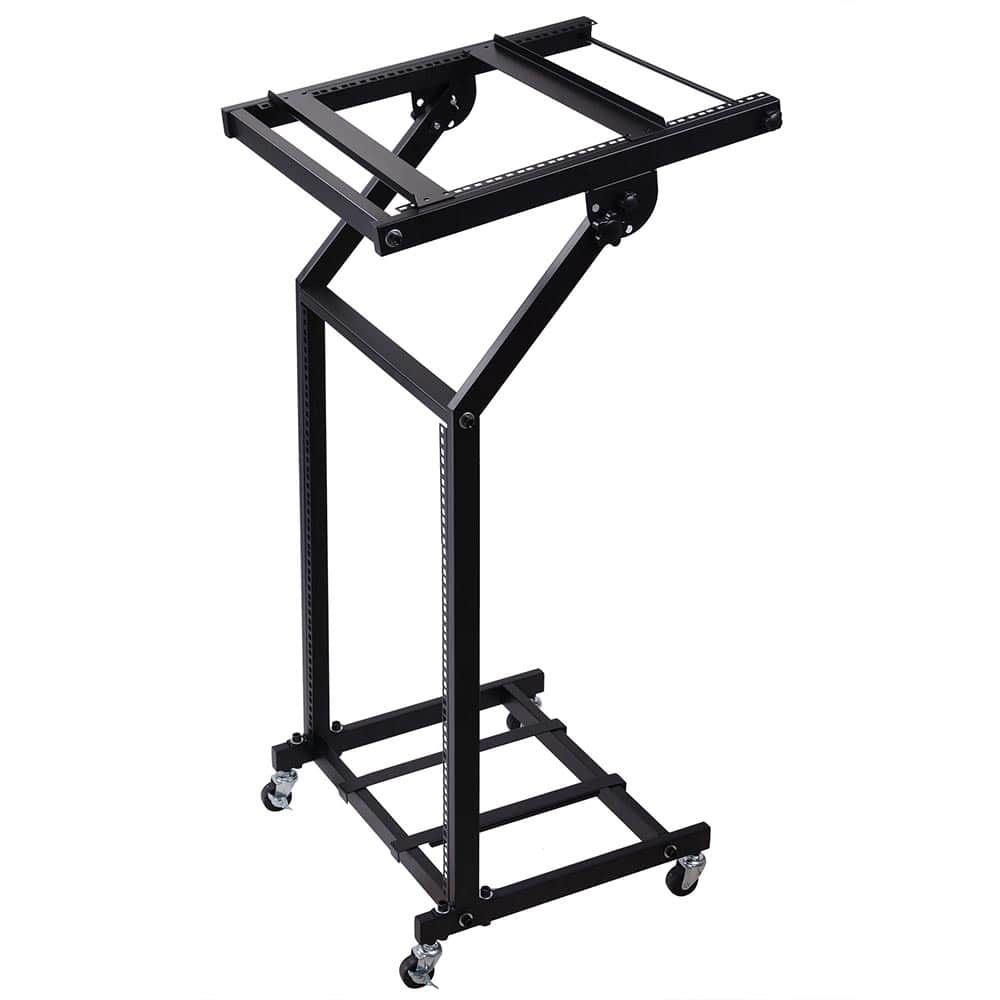Yescom 28MCS002-12U-06-LO Adjustable Rack Mount Studio Equipment Rolling DJ Mixer Stand Stage Cart Music Party Show 12U