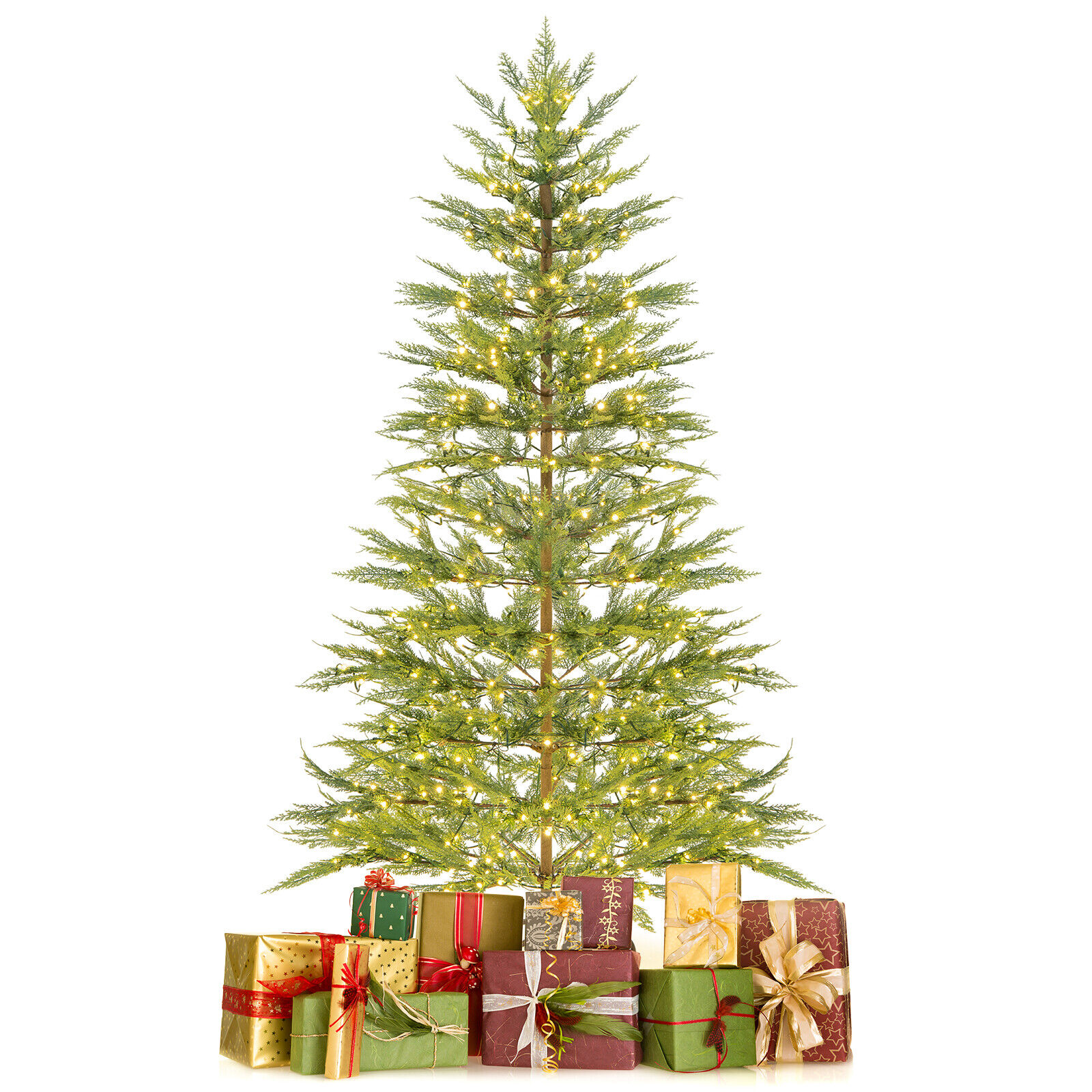 Volenca 6.5-ft Pre-Lit Hinged Artificial Cypress Christmas Tree with 470 PE Tips and 430 LED Lights