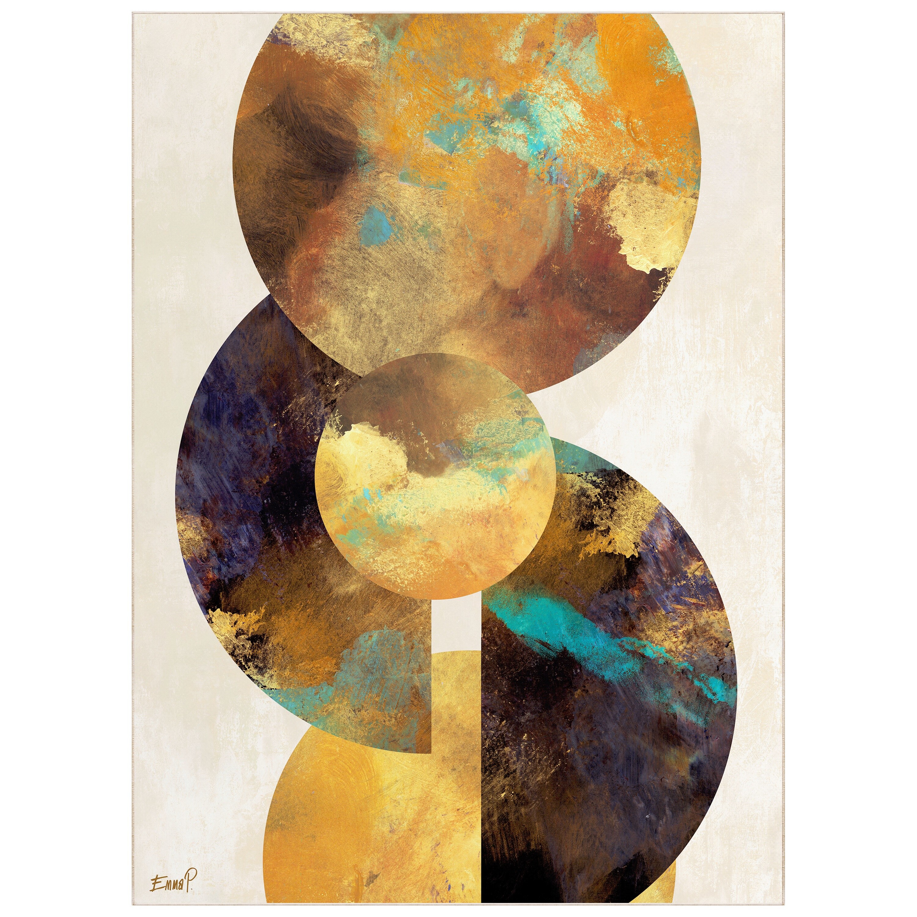 Empire Art Direct TDA-PI937A-0810C2 8 x 10 (ft) Gold, Brown Rectangular Indoor Abstract Pet Friendly Area rug