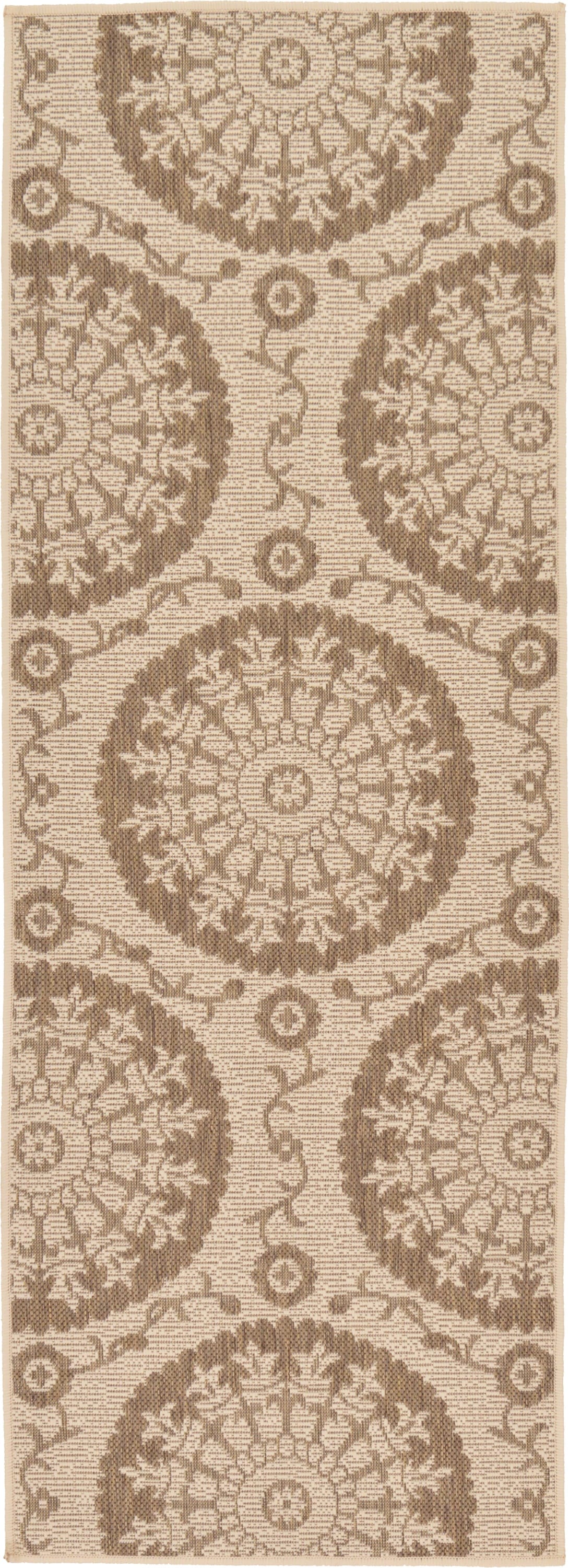 Unique Loom 3126631 Medallion Outdoor 2 x 6 (ft) Loomed Polypropylene Brown/Beige Rectangular Indoor/Outdoor Geometric Global Runner rug