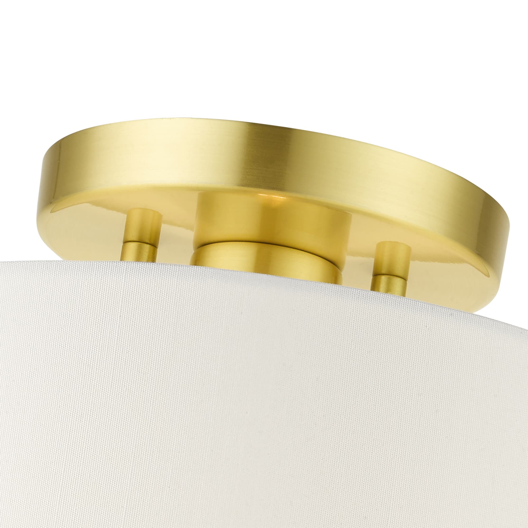 Satin Brass Glass Drum Indoor/Outdoor Semi-Flush Mount Light