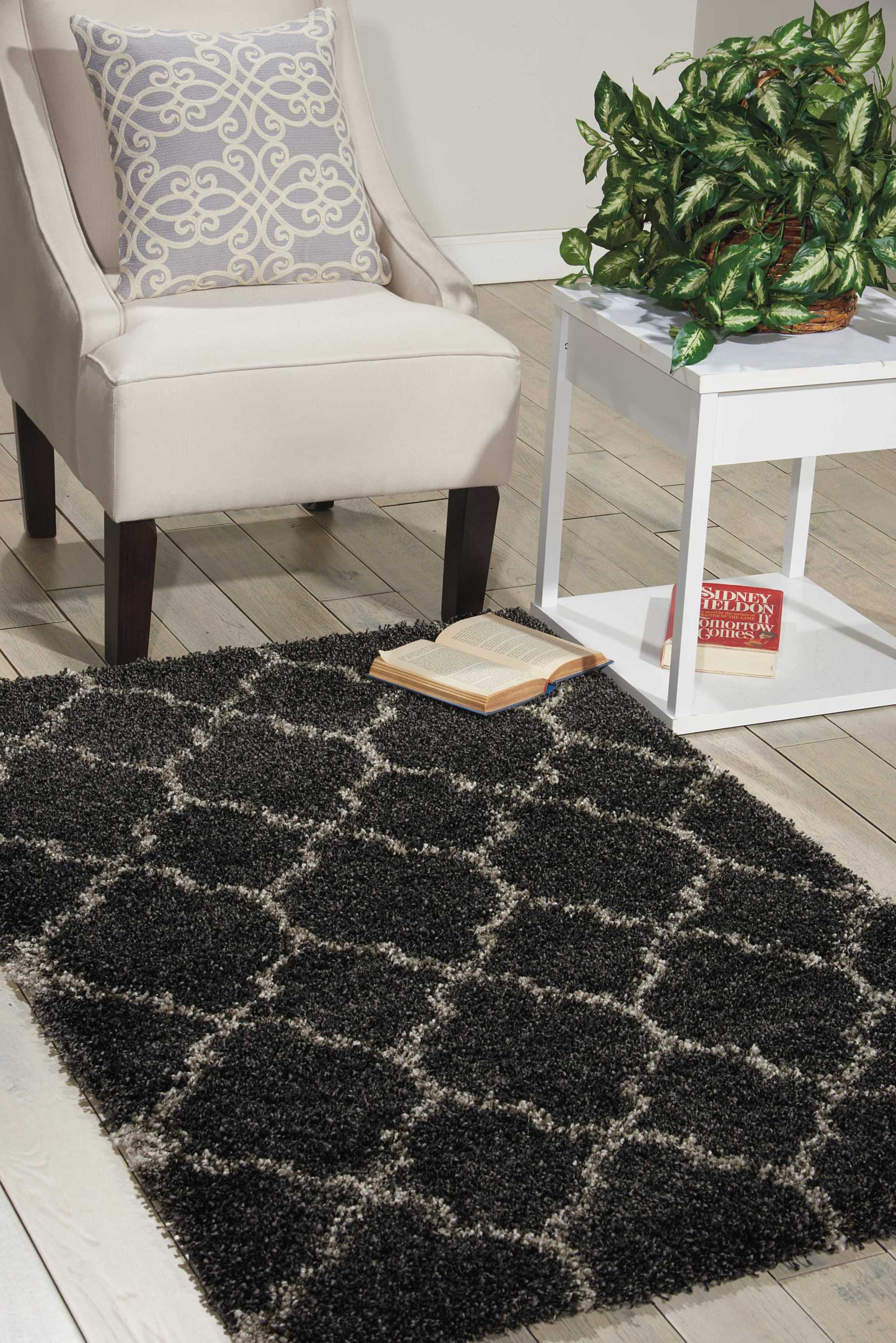 Nourison 32007 Amore 3 x 5 (ft) Polypropylene Charcoal Rectangular Indoor Abstract Area rug