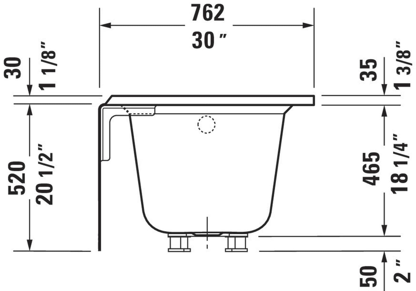 Architec 60" White Acrylic Alcove Soaking Bathtub