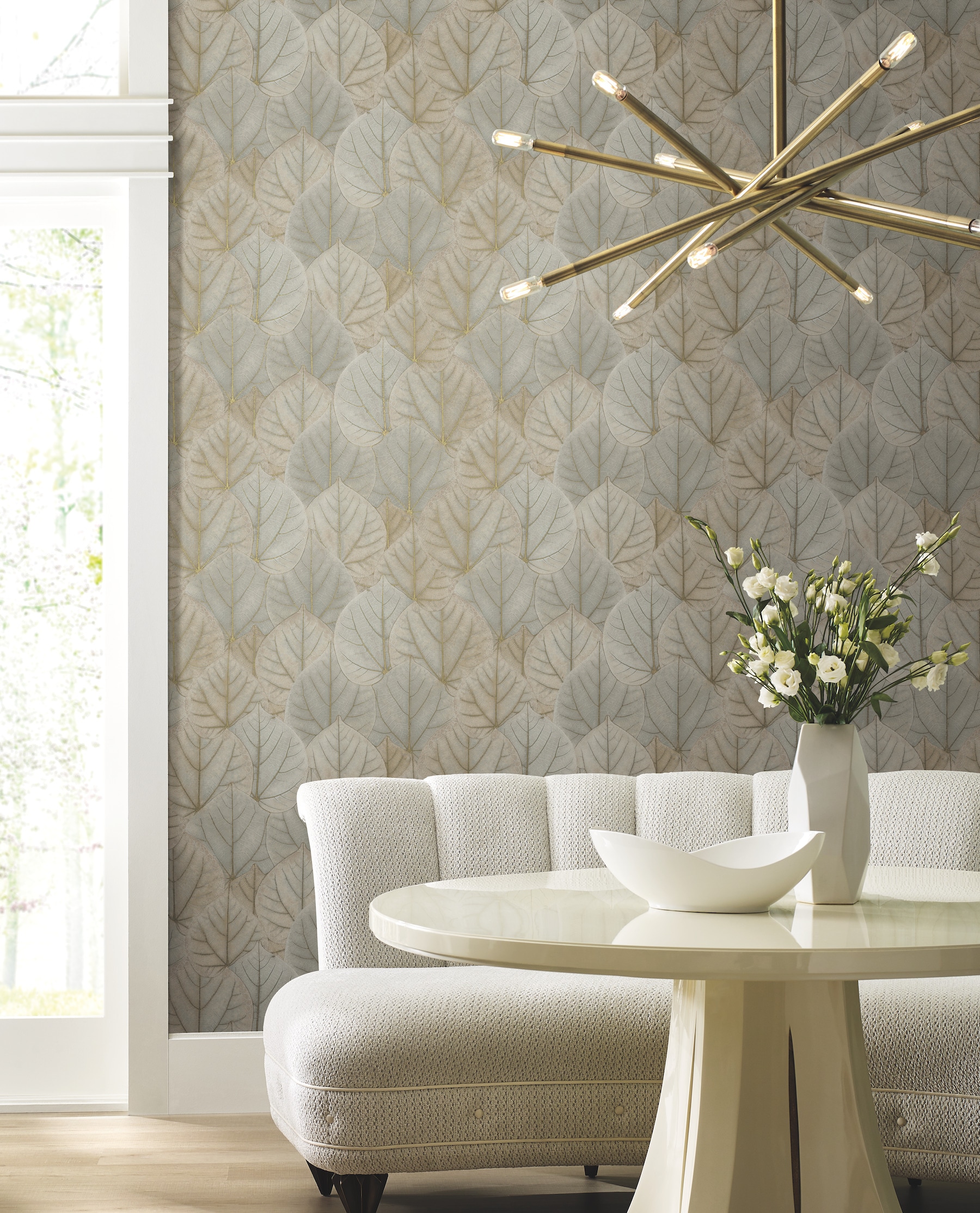 York Wallcoverings OS4243 Modern Nature 2nd Edition 60.8-Sq. Feet Tan Non-woven Ivy/Vines Unpasted Wallpaper