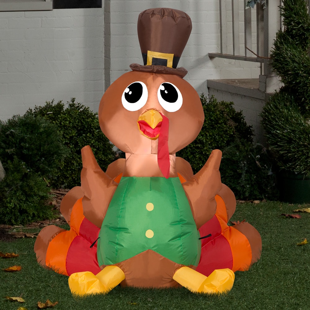 Gemmy 3.5-ft Lighted Turkey Inflatable in the Outdoor Fall Decorations ...