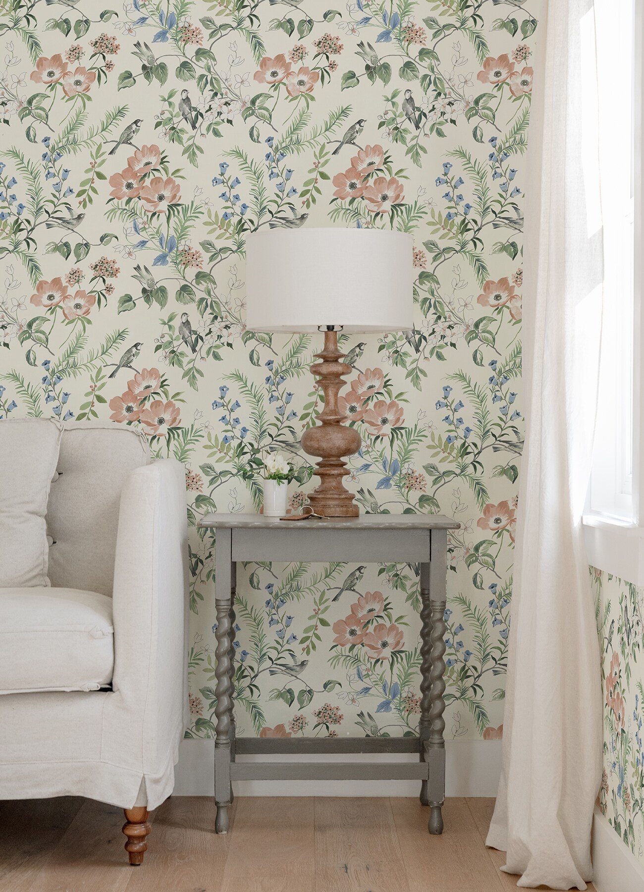 Chesapeake Frederique Mint Floral Wallpaper, 20.5-in by 33-ft, 56.38 sq. ft.