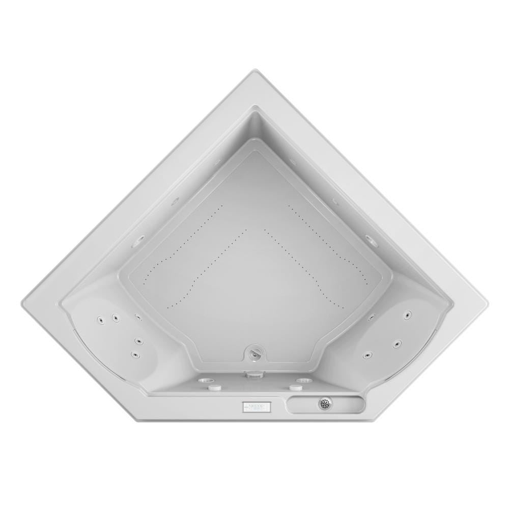 Jacuzzi KR55959 FUZION 65.75-in x 65.75-in White Acrylic Rectangular Drop-in Whirlpool and air bath combination tub with Drain ( Front center Drain )