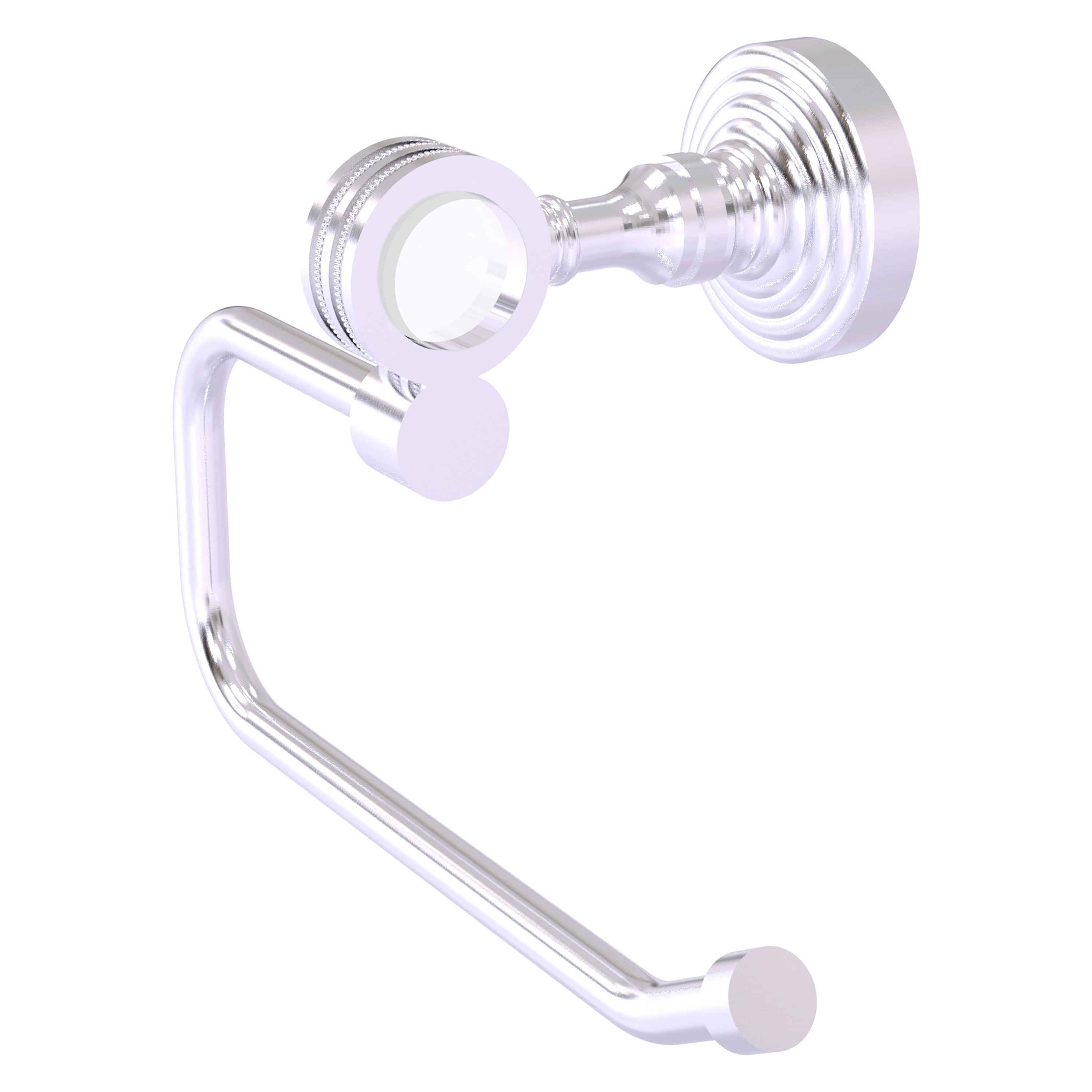 Allied Brass PG-24ED-SCH Pacific Grove Satin Chrome Wall mount Single post Toilet Paper Holder 1 -Rolls with Storage