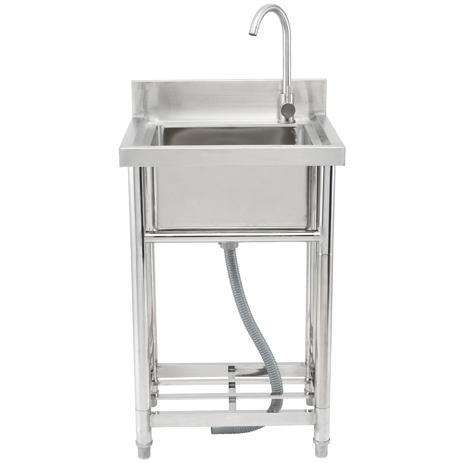 Lordear - 22-in x 20-in x 38-in Commercial Single Bowl Stainless Steel Freestanding Utility Sink ...