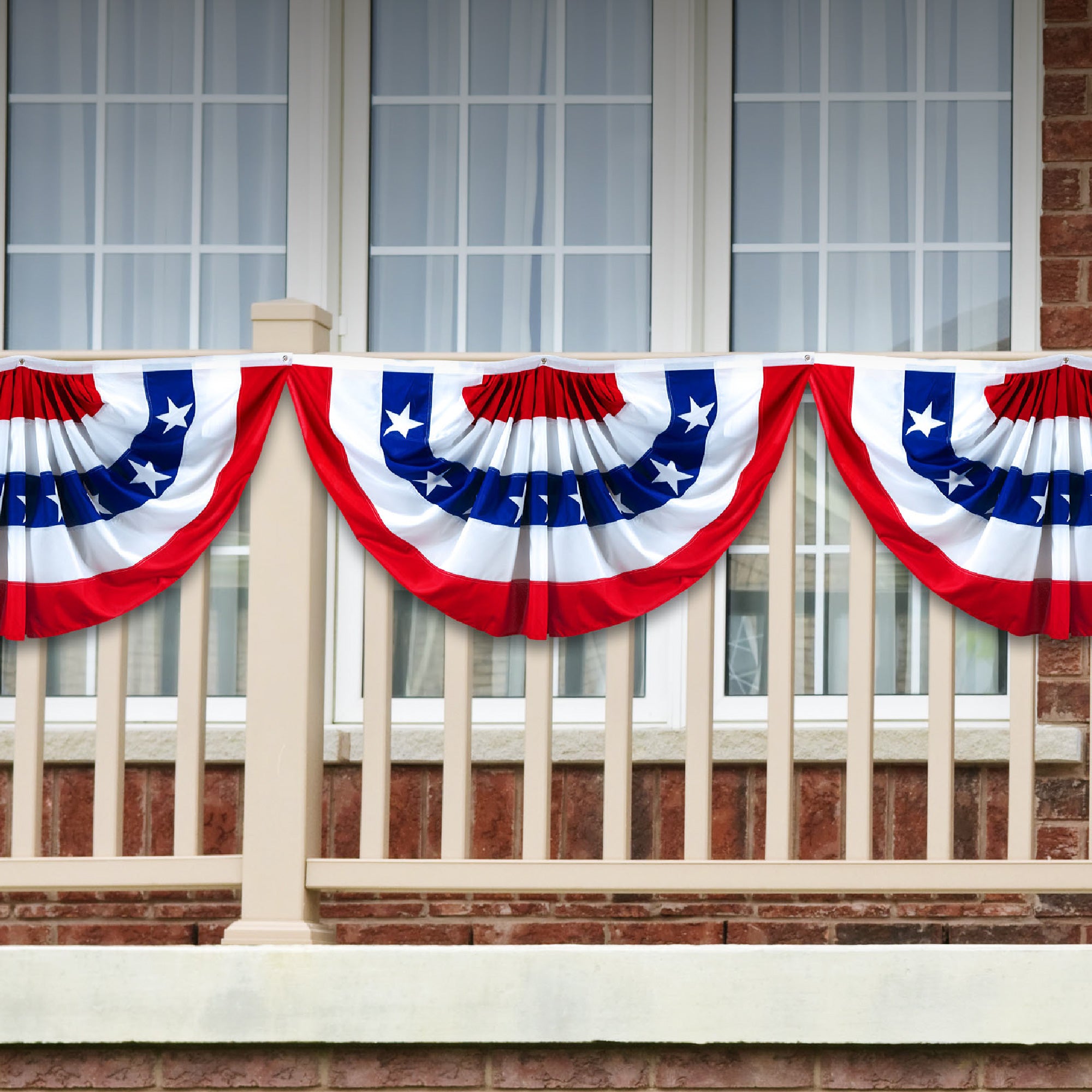 G128 1.5-ft W x 3-ft H USA Pleated Printed Fan Flag
