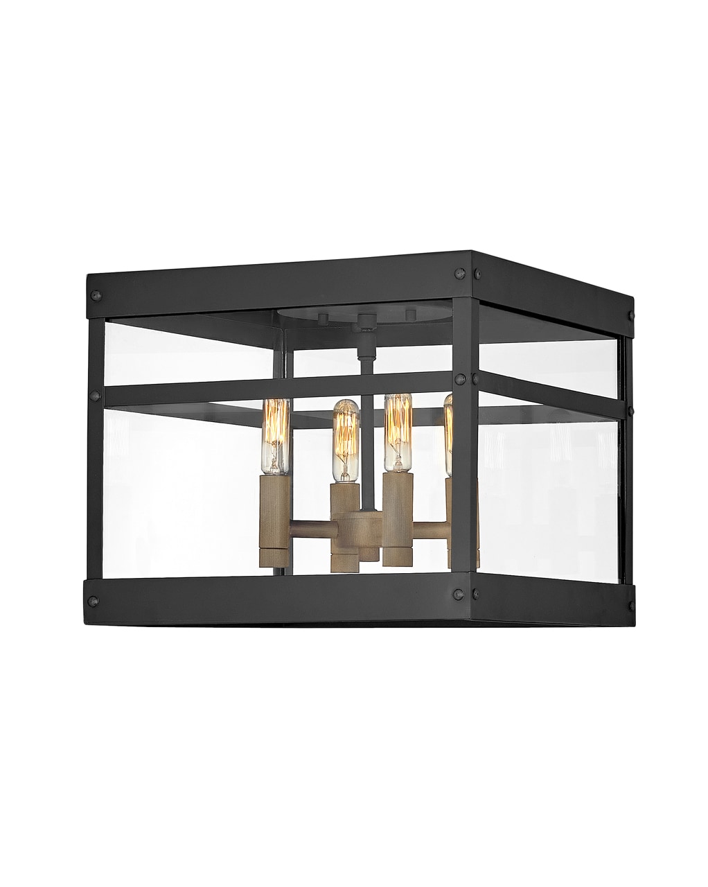 Hinkley 2803BK Porter 4 -Light 12-in Satin Black Indoor/Outdoor Flush Mount Light