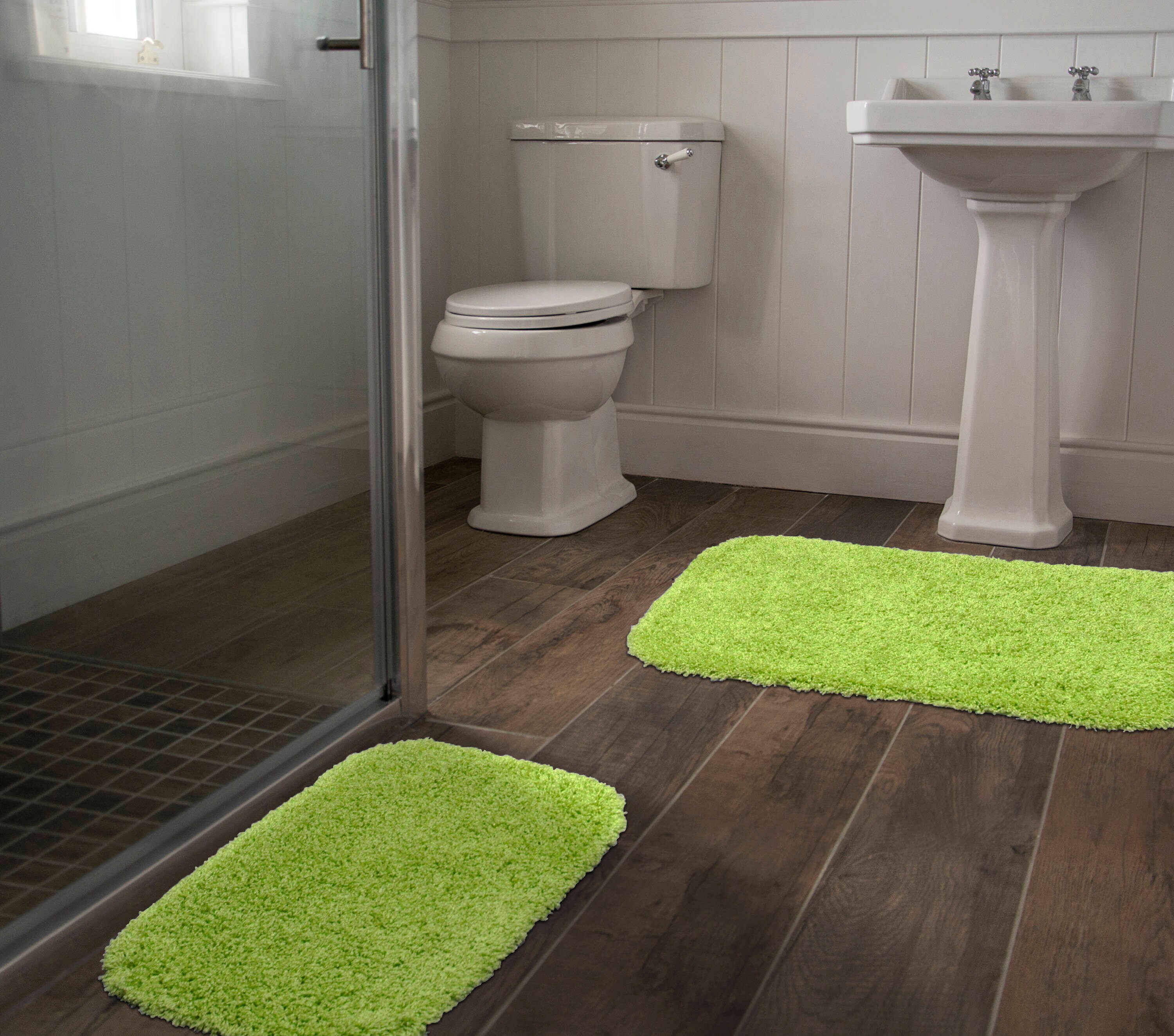 Garland Rug Jazz 34-in x 21-in Bath Mat Set Lime Green Nylon