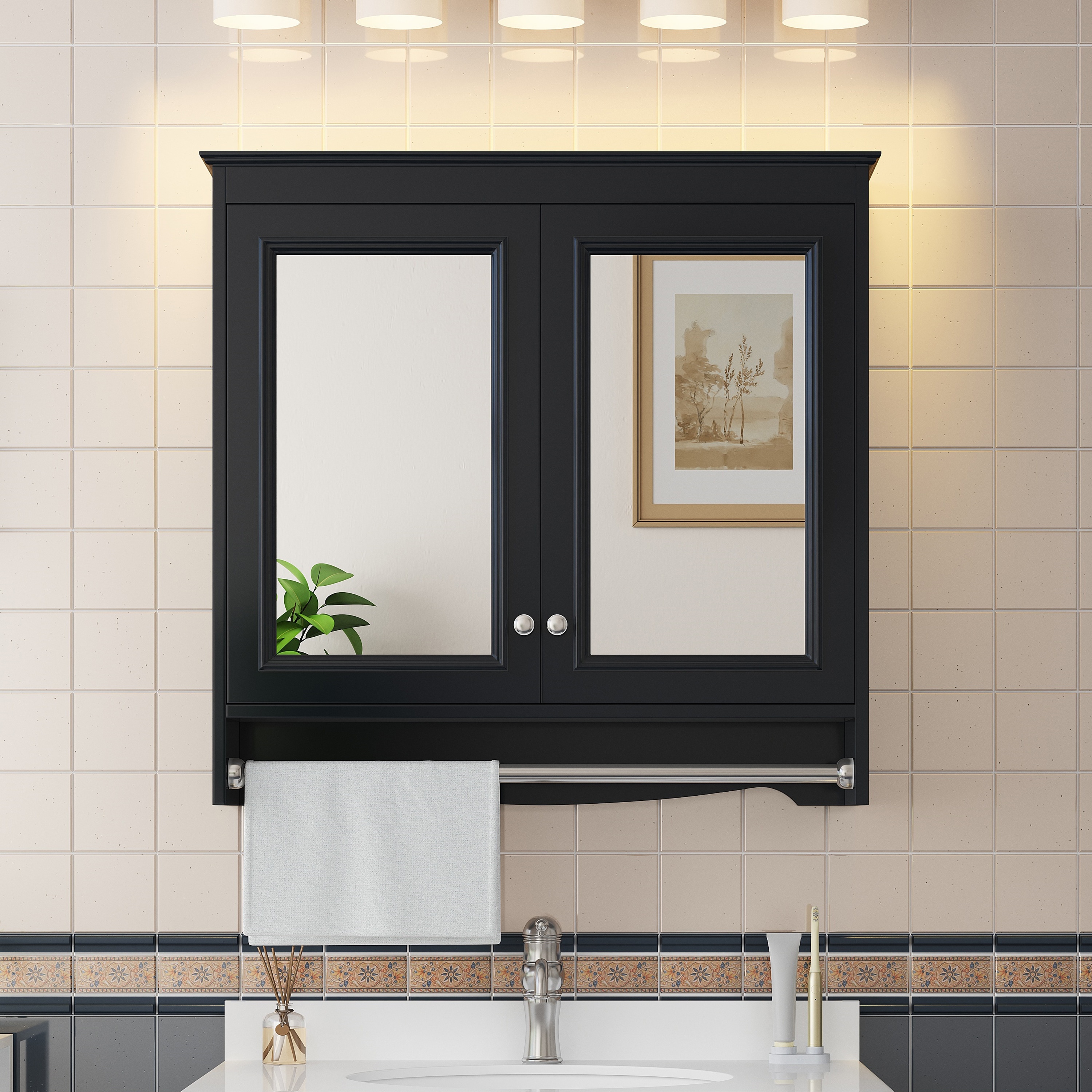 LUXEYARD 3-in-1 Bathroom Mirror Cabinet 30 inch Wall Mounted Medicine Cabinet with Adjustable Shelves and Soft Close Doors High-Define Mirror with Storage for Bathroom Vanity