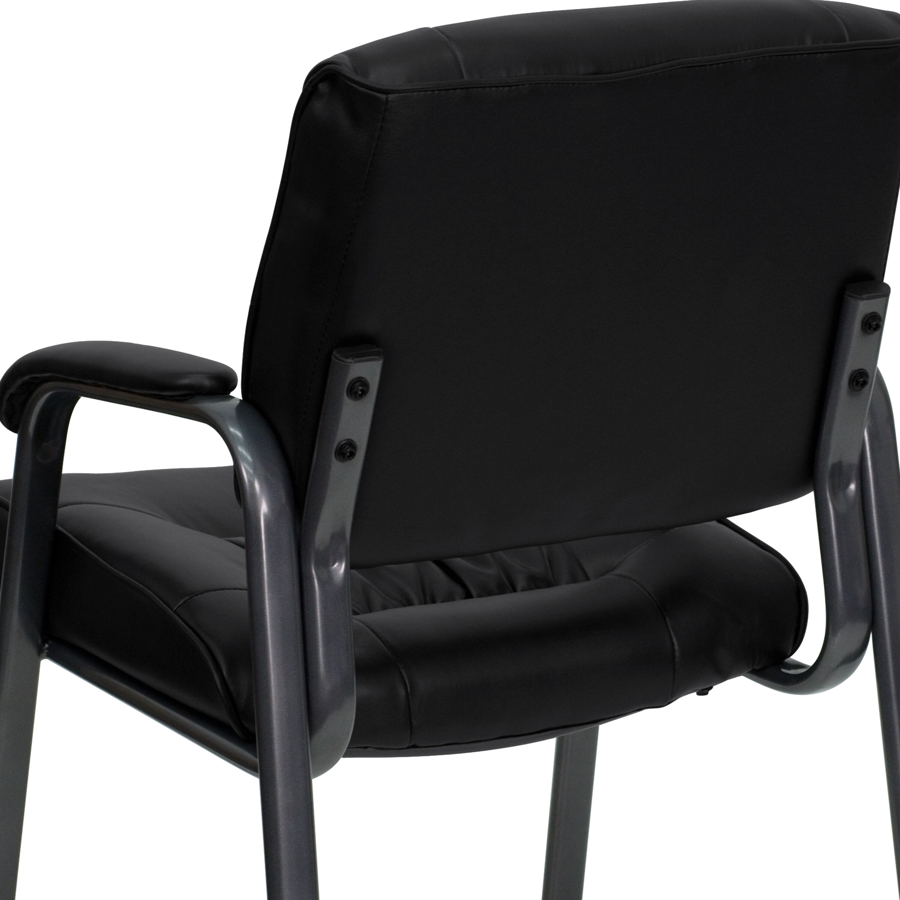 Black Leather Executive Side Chair with Titanium Frame