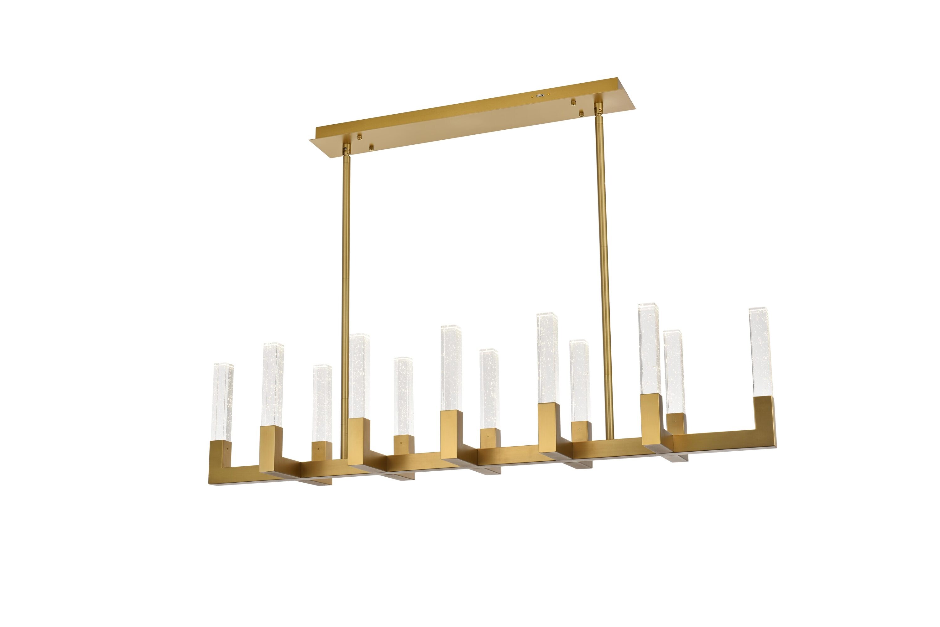 Noemi 51-Inch Satin Gold LED Crystal Island Pendant Light