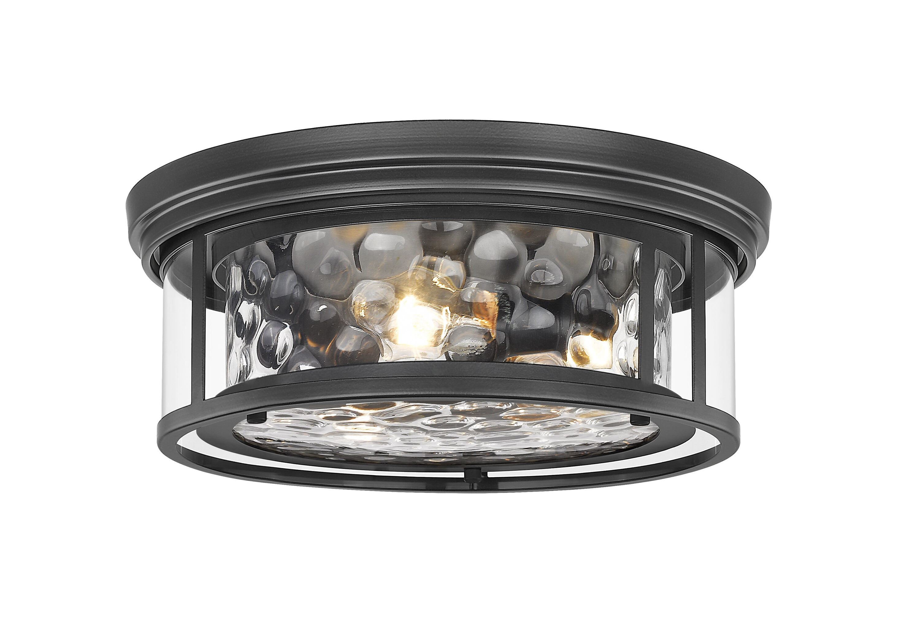 Matte Black and Clear Glass 3-Light Flush Mount Fixture