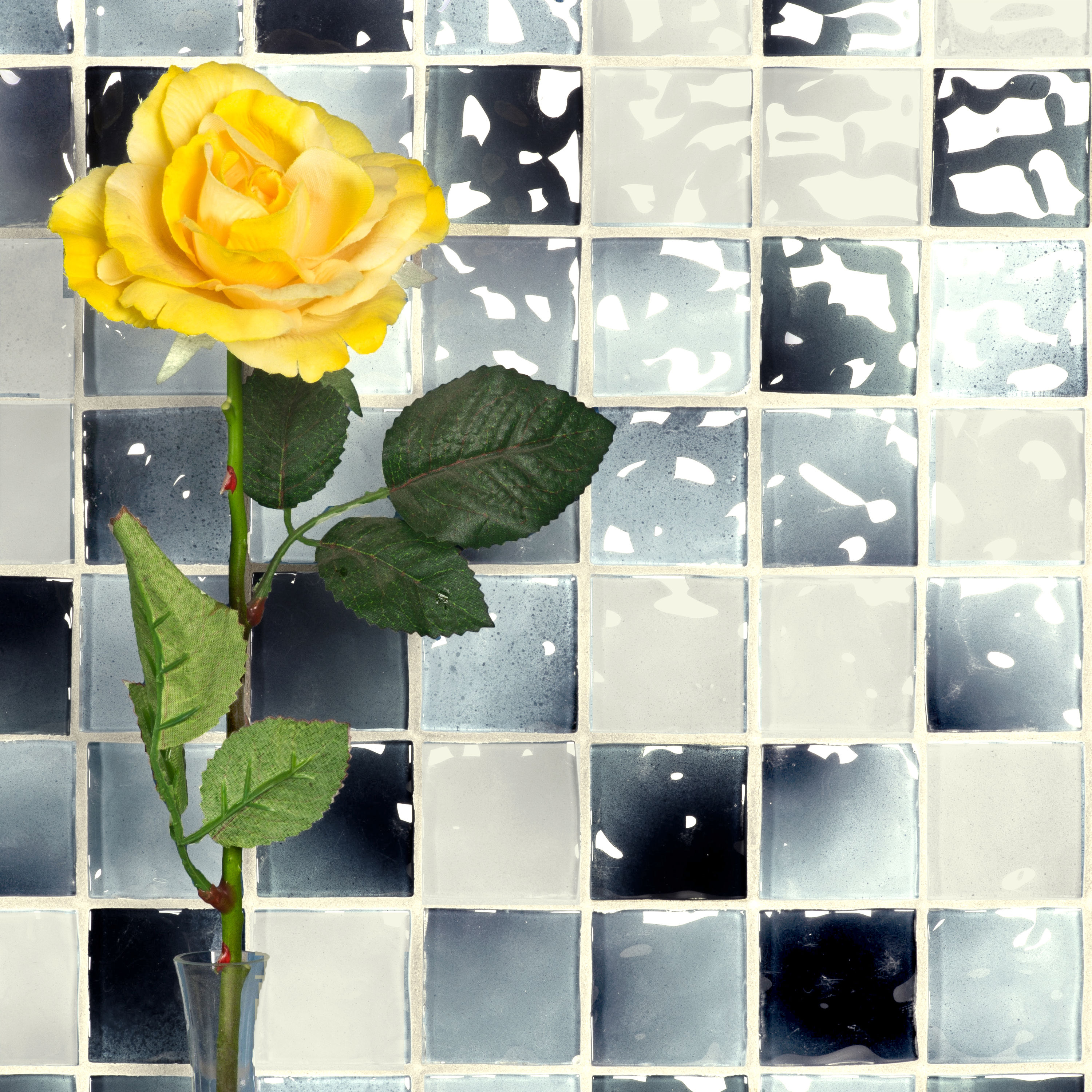Abolos LWSWTF0202-IM Watermarks Gray Textured 12-in x 12-in Glossy Glass Patterned Mosaic Floor and Wall Tile ( 10-sq ft Carton )