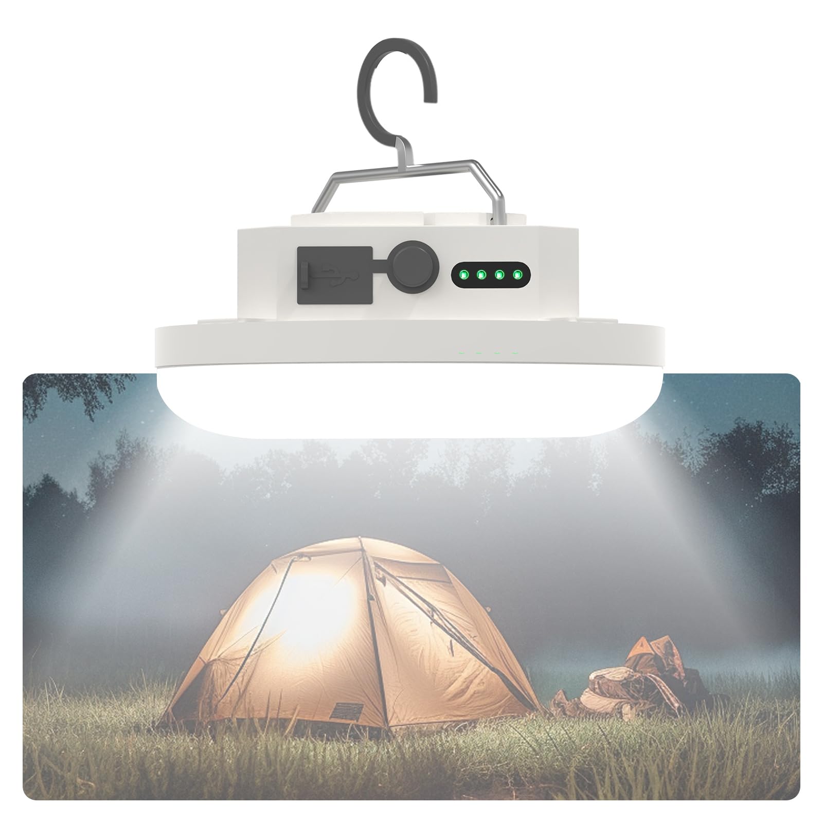 Vrbgify renewable power Camping Lantern Portable LED Tent Light 30W 4000LM with Magnet Hook IPX5 Waterproof 4 Lighting Modes Emergency SOS #LVG0804V419