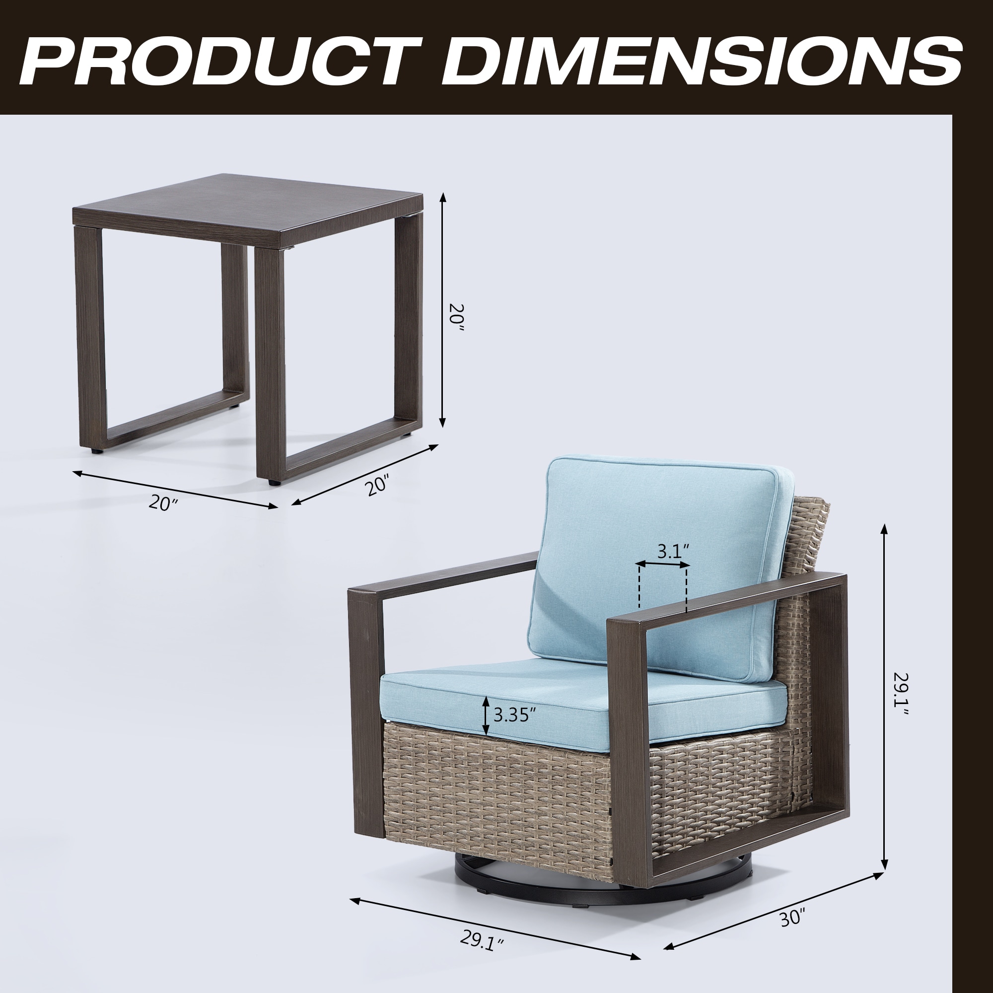 Gardenbee M26M28M30-Q Patio-Conversation-Sets - View #7