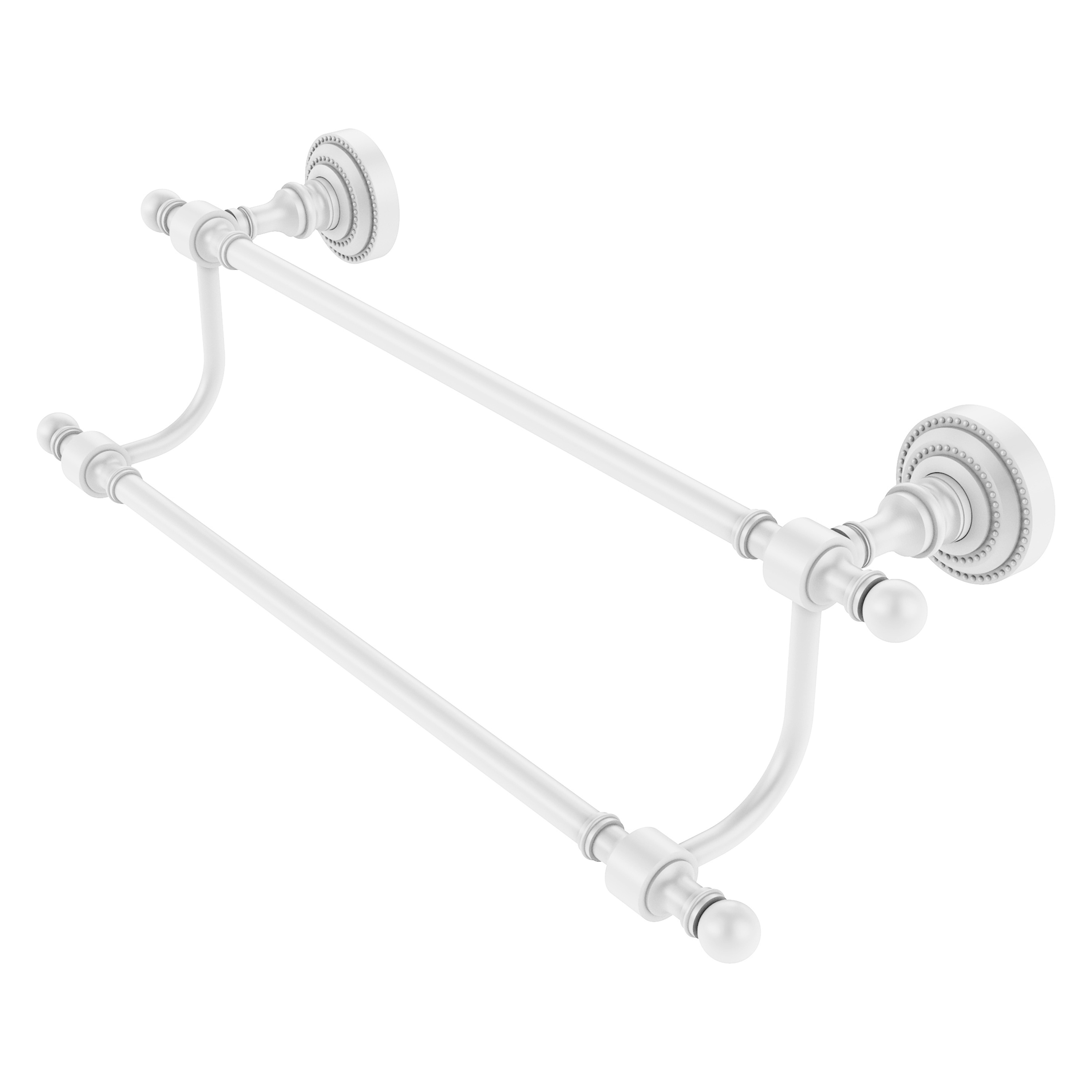 Allied Brass RD-72/18-WHM Retro Dot 18-in double Matte White Wall mount Double Towel Bar